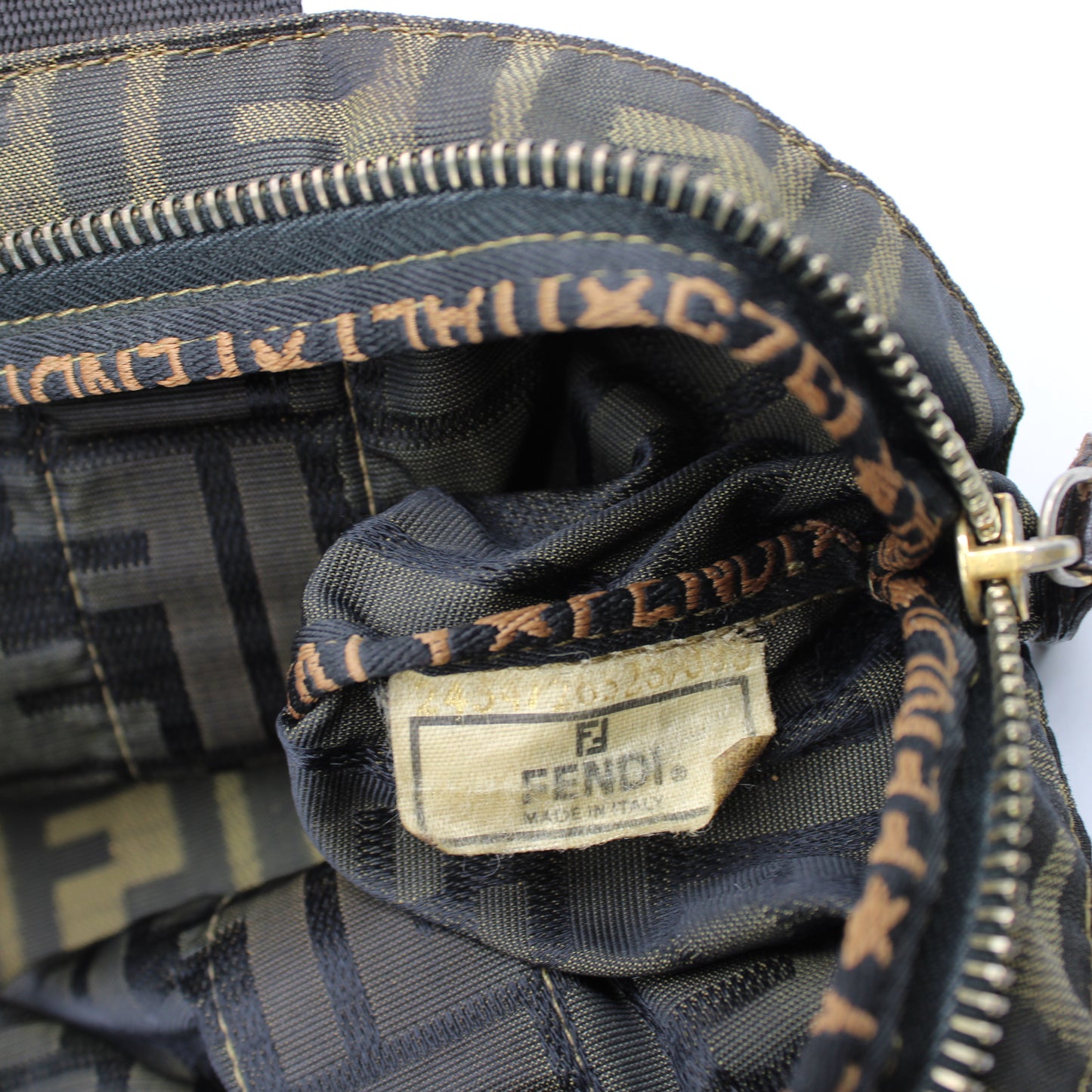 Fendi Roma Brown Zucca Canvas Trapeze Hand Bag