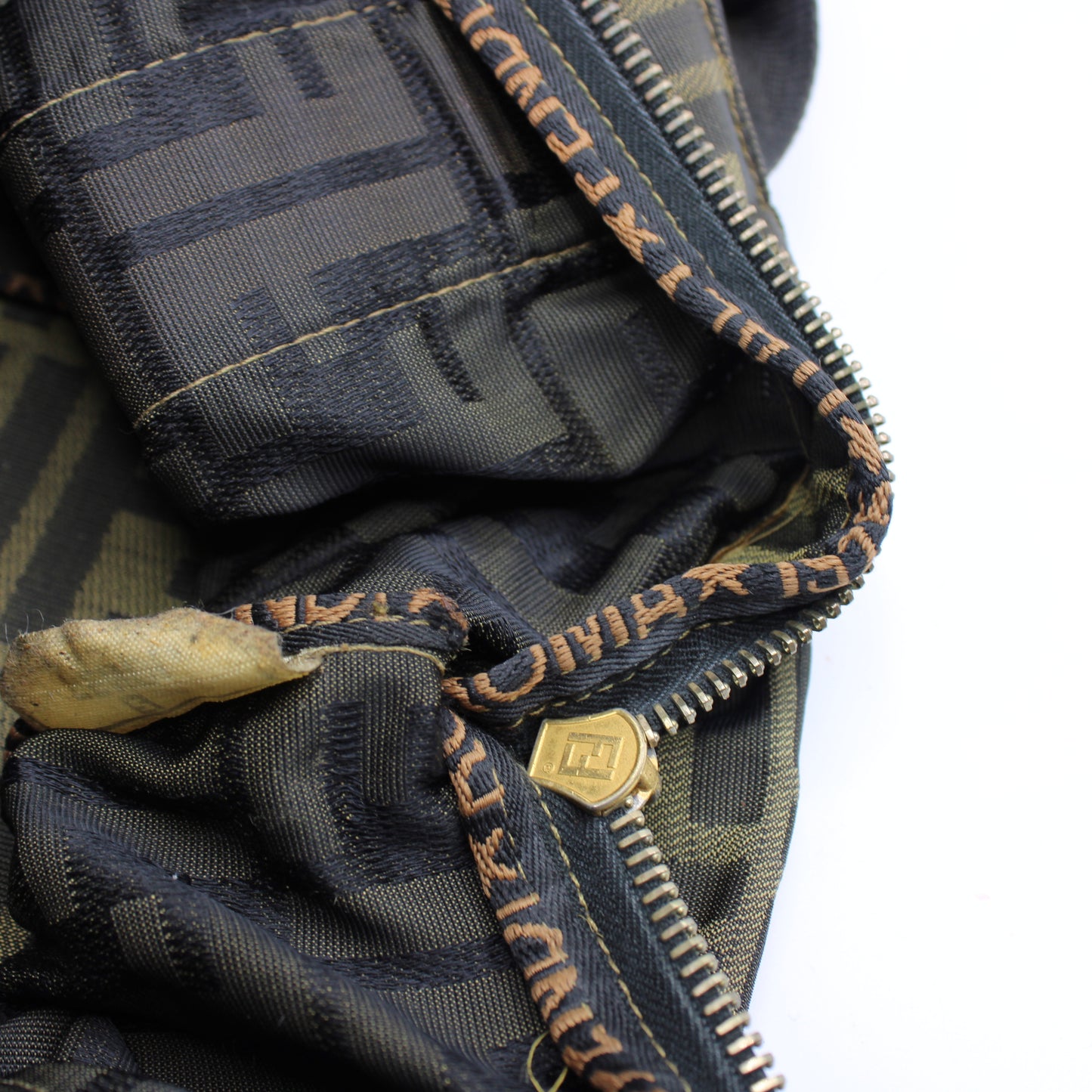 Fendi Roma Brown Zucca Canvas Trapeze Hand Bag