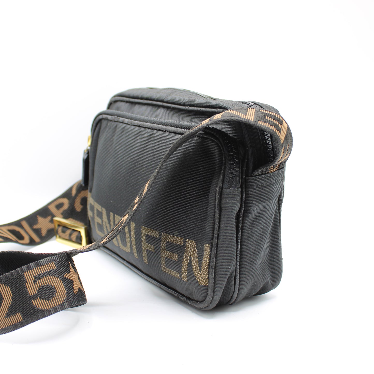 Fendi Roma Black 1925 Logo Crossbody Bag