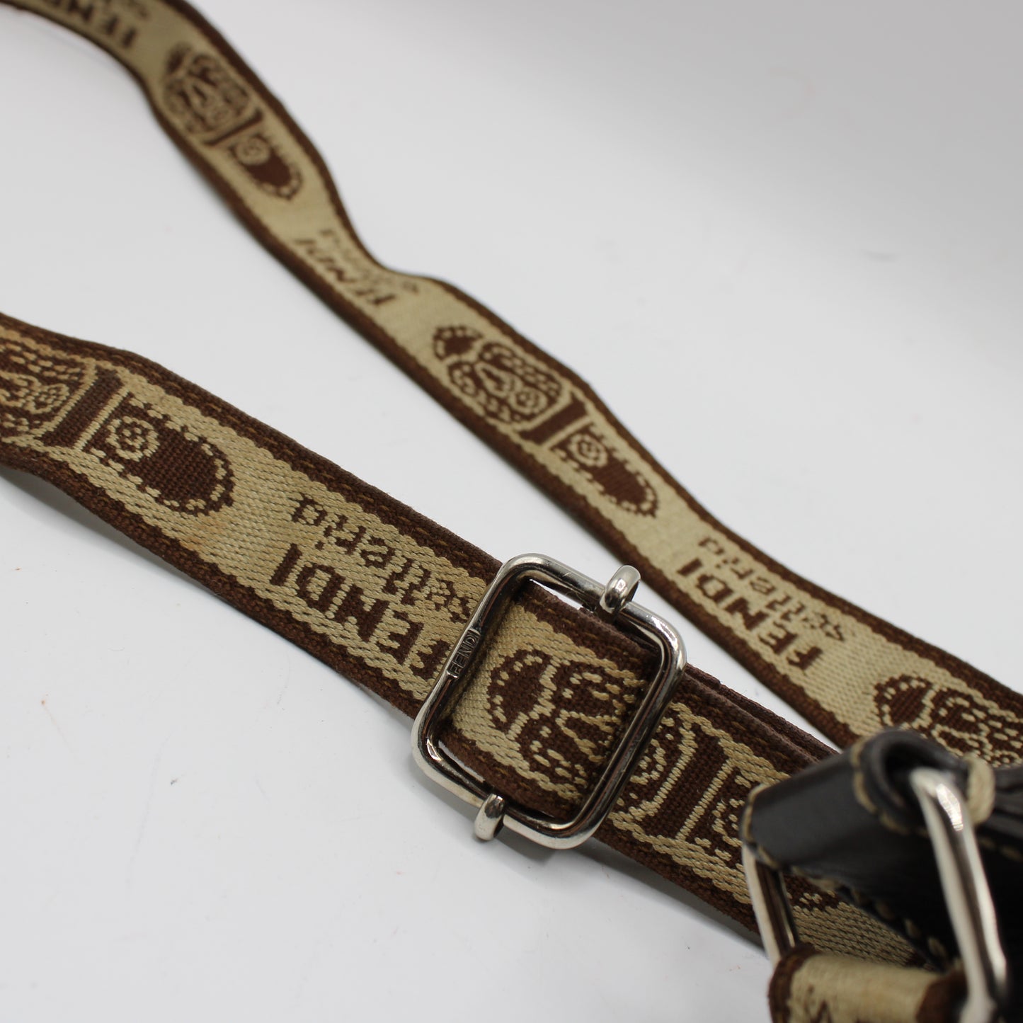 Fendi Brown Zucca Selleria Canvas Leather Crossbody Bag