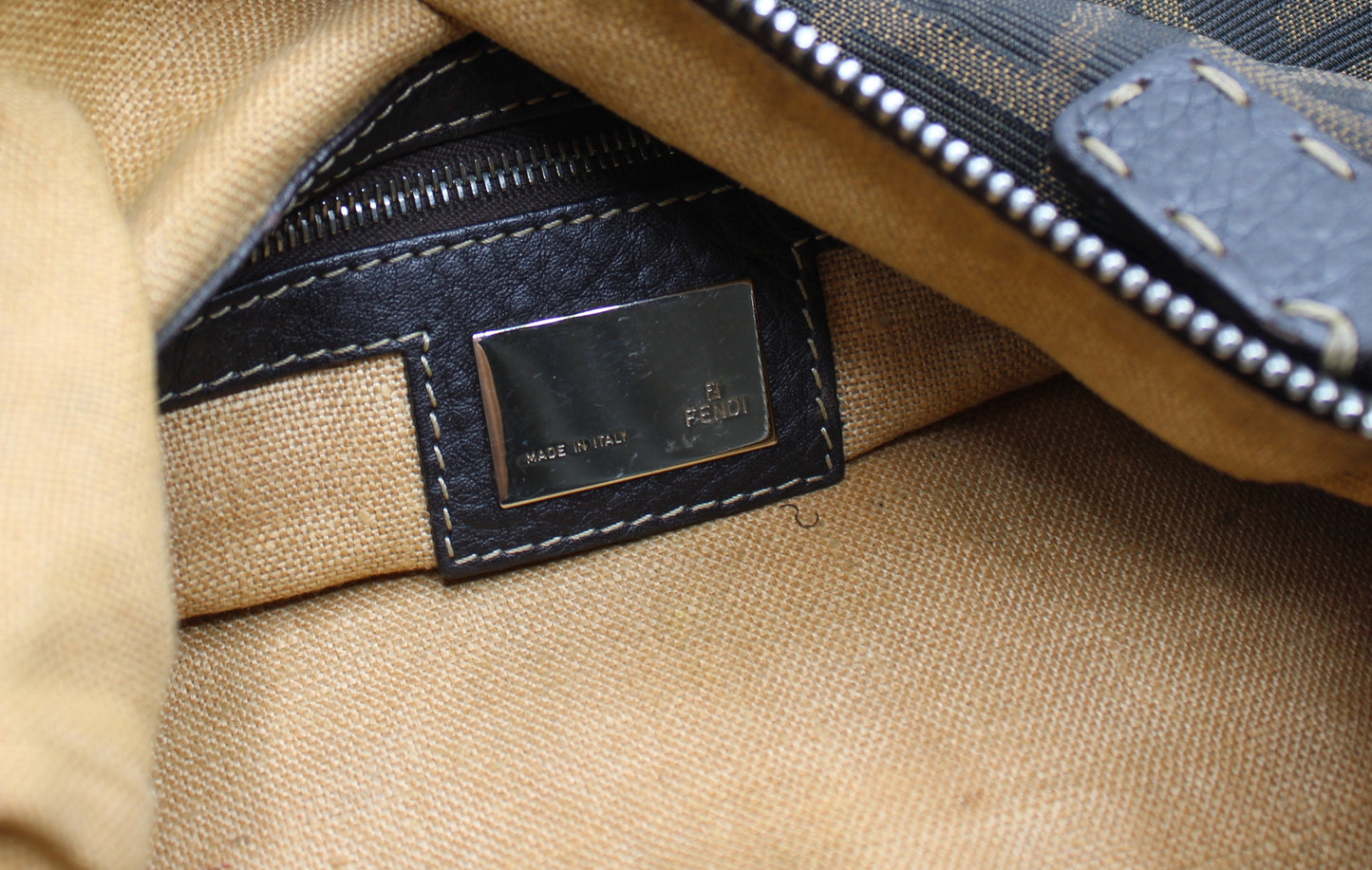 Fendi Brown Zucca Selleria Canvas Leather Crossbody Bag