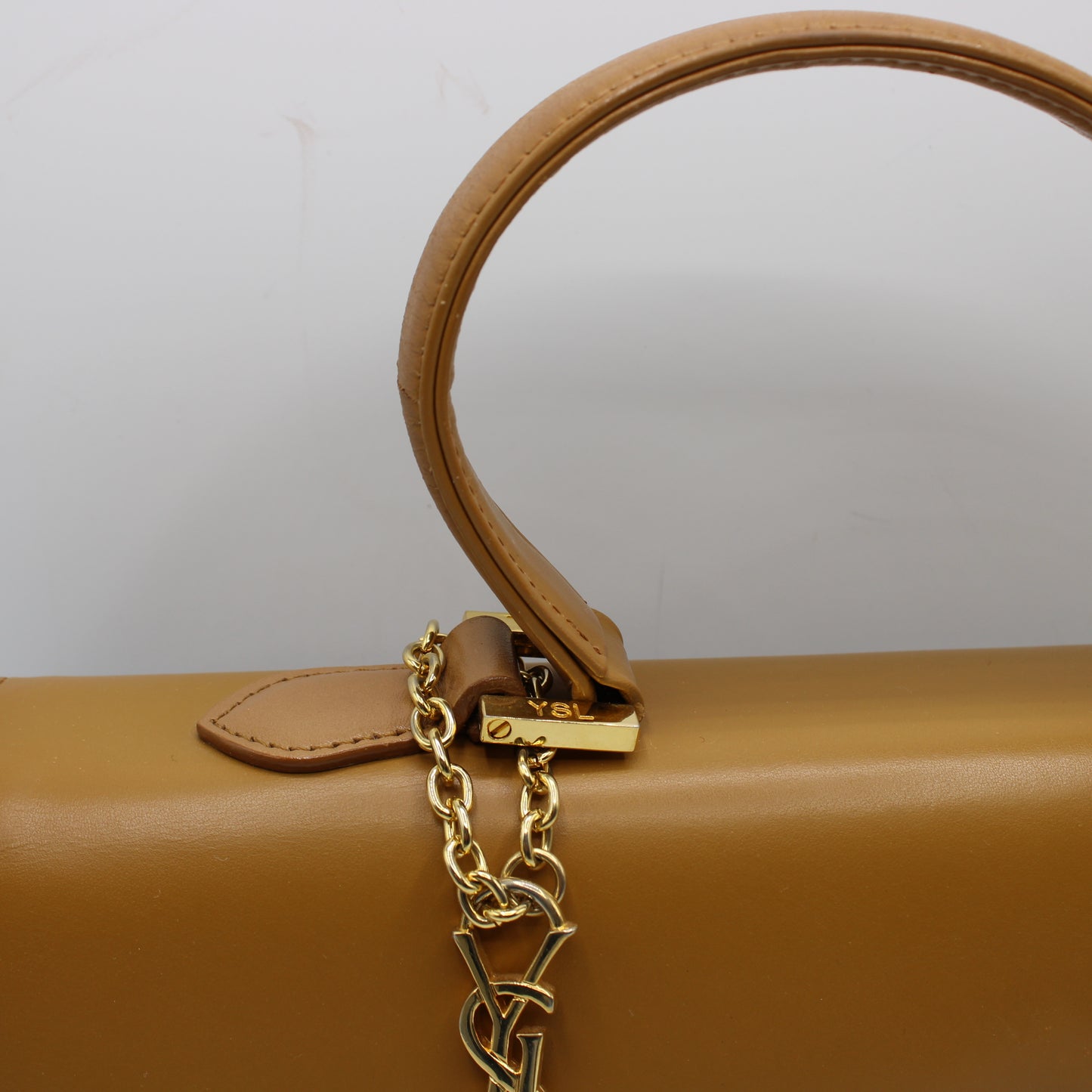 Yves Saint Laurent Black Embossed YSL Leather Top Handle Bag