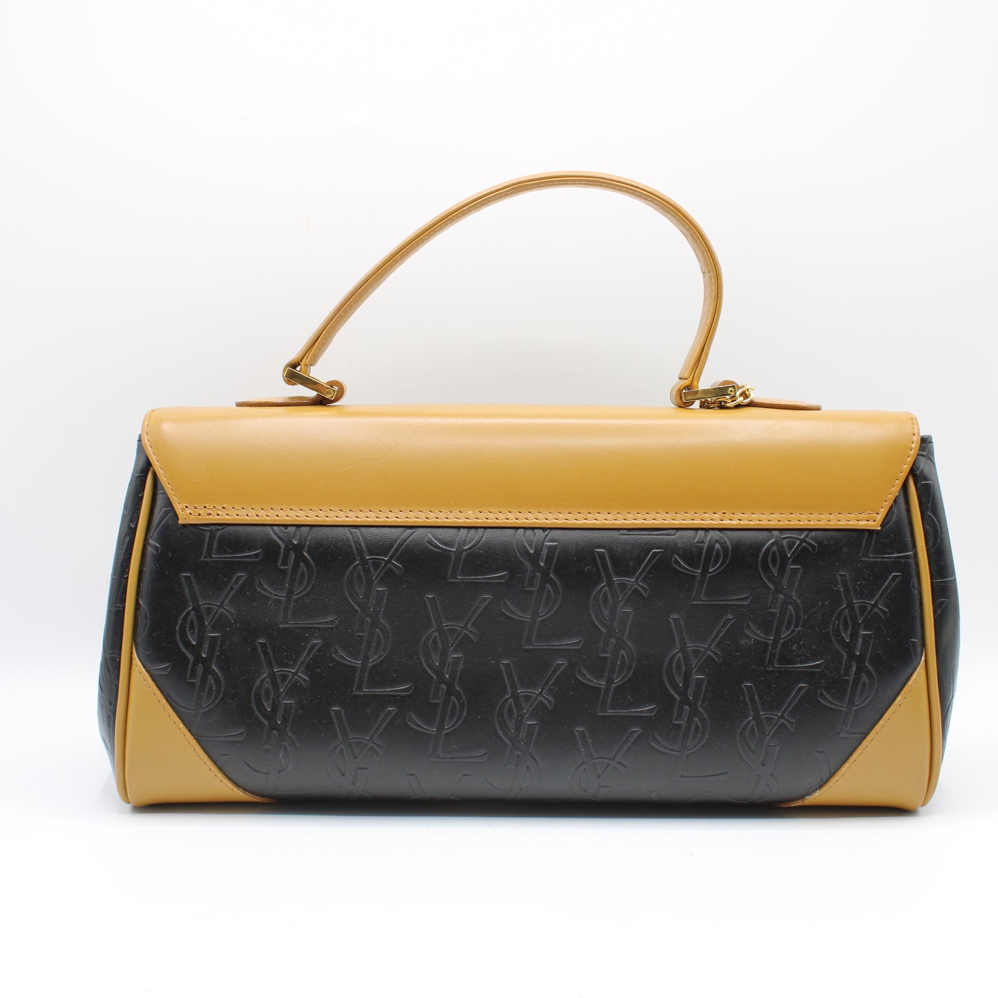 Yves Saint Laurent Black Embossed YSL Leather Top Handle Bag