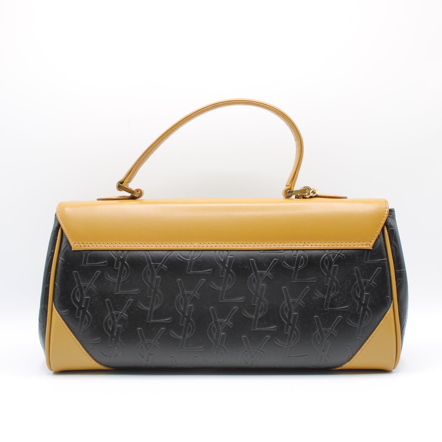 Yves Saint Laurent Black Embossed YSL Leather Top Handle Bag