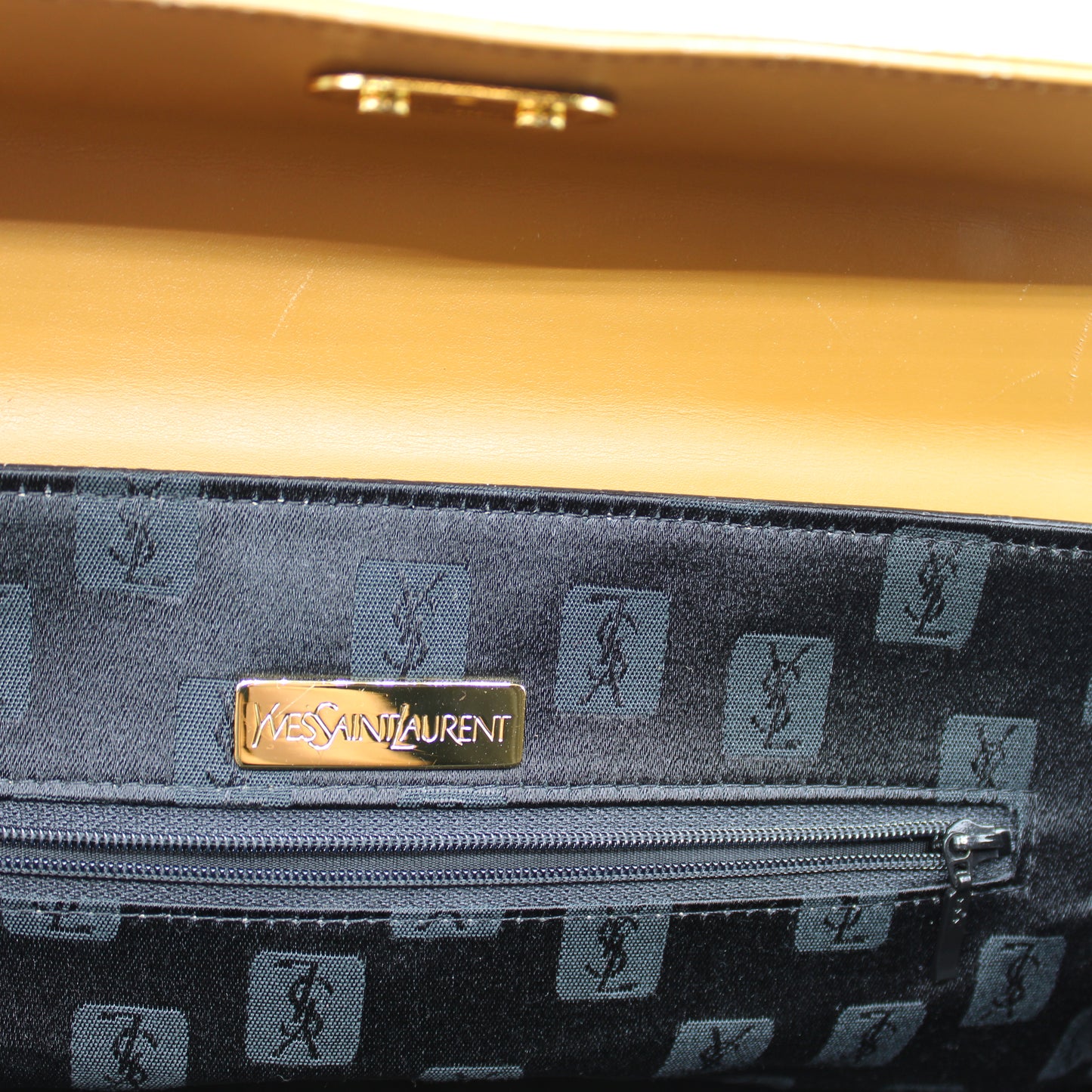 Yves Saint Laurent Black Embossed YSL Leather Top Handle Bag