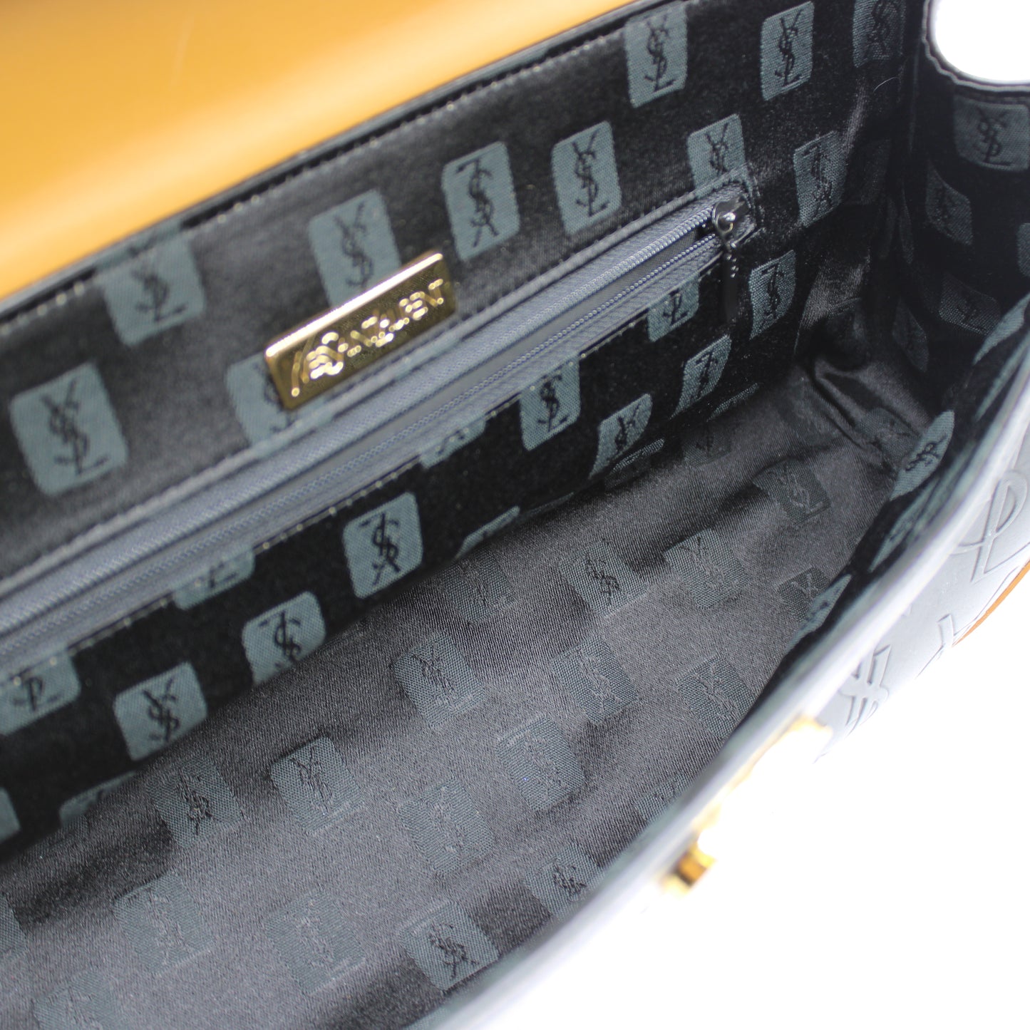 Yves Saint Laurent Black Embossed YSL Leather Top Handle Bag
