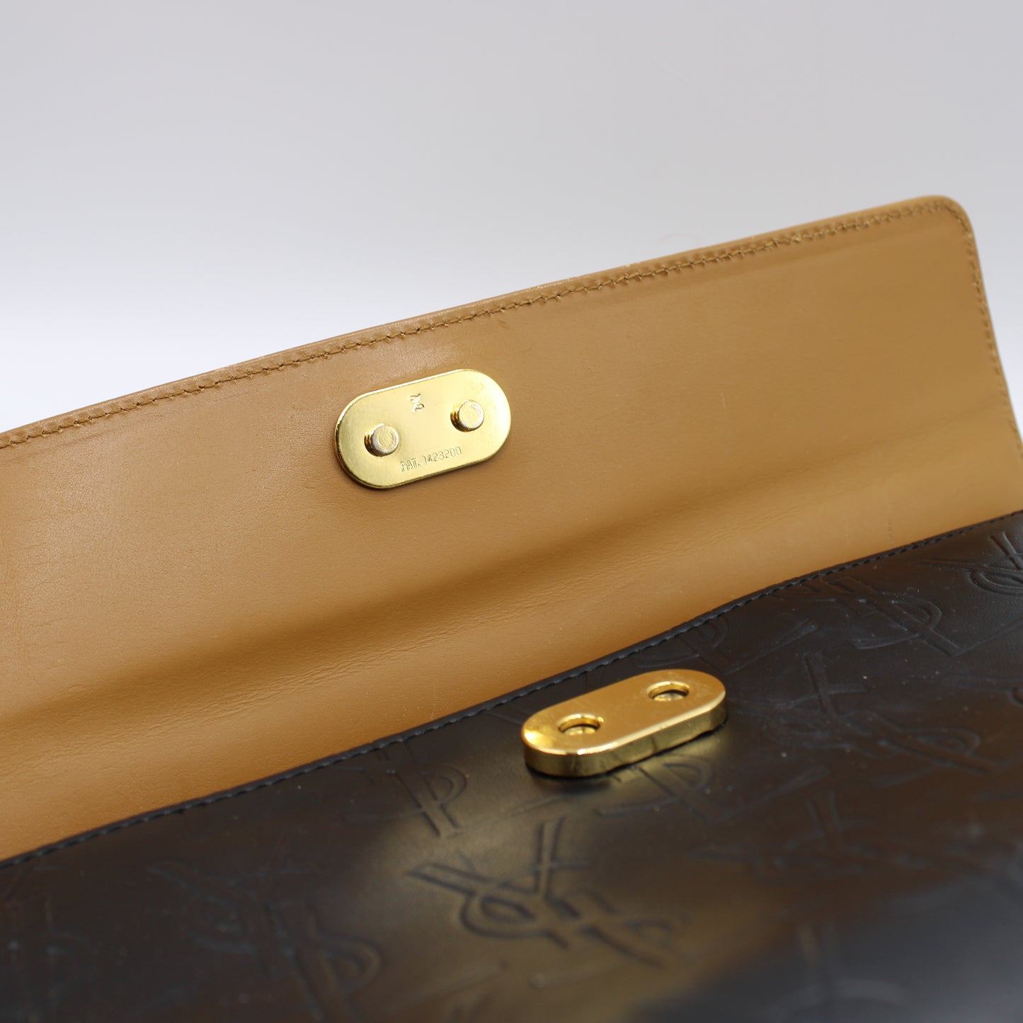 Yves Saint Laurent Black Embossed YSL Leather Top Handle Bag