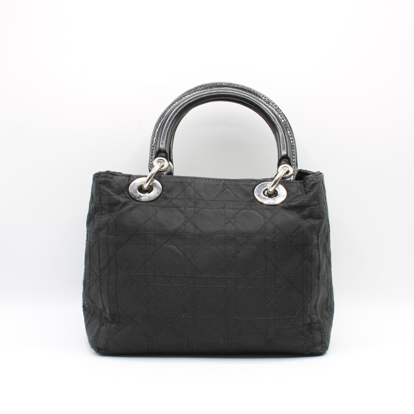 Christian Dior Black Canvas Cannage Lady Dior Handbag