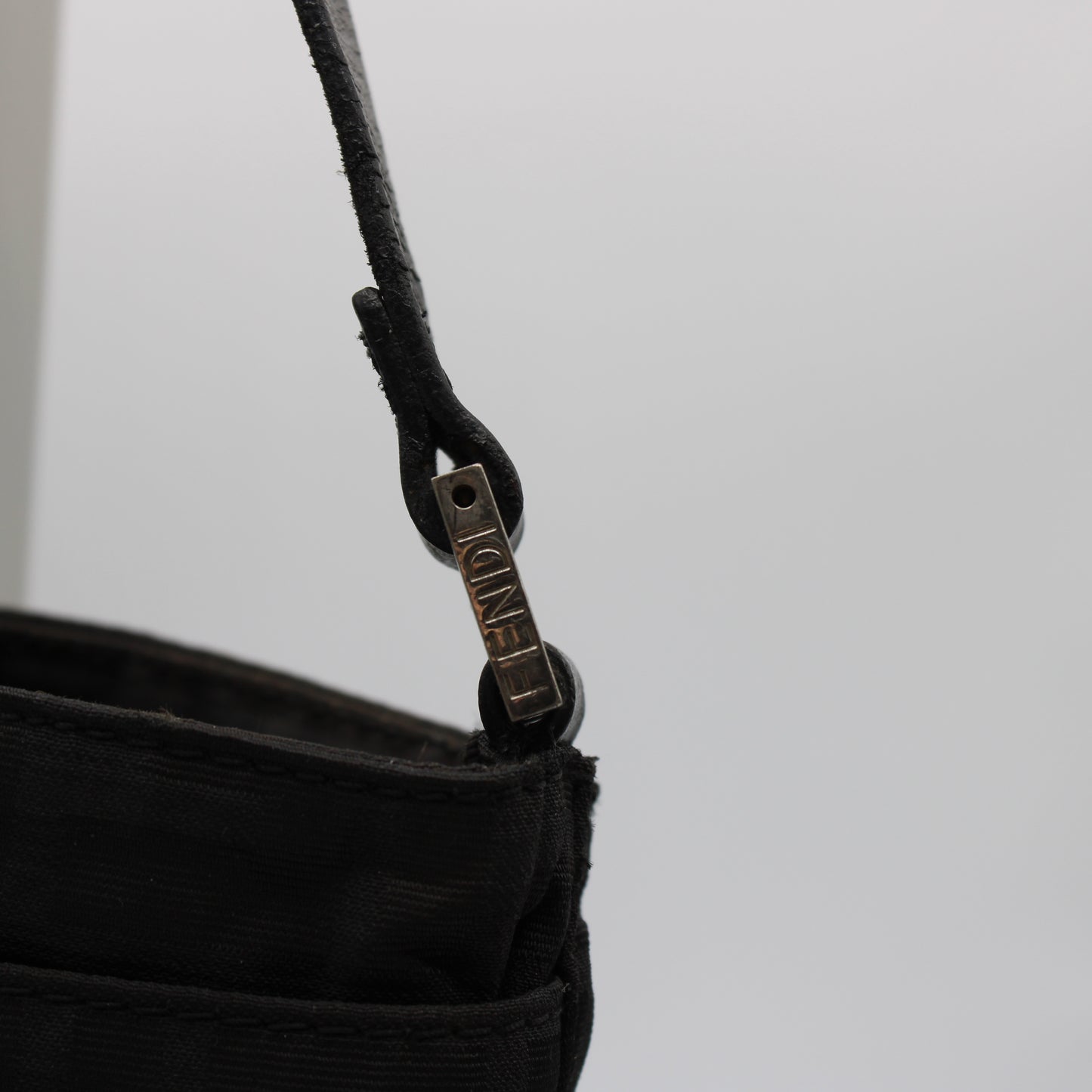 Fendi Black Zucca Canvas Leather Shoulder Bag