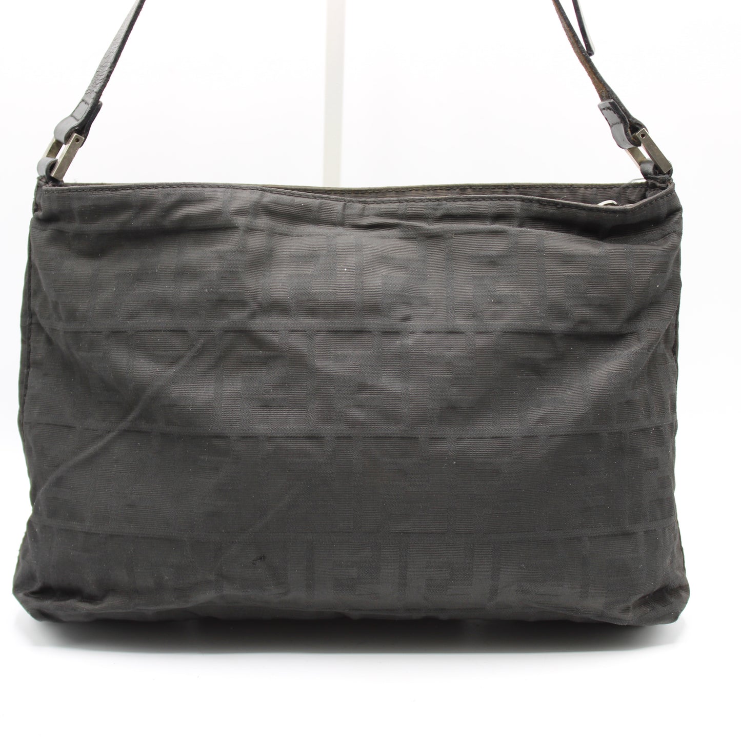 Fendi Black Zucca Canvas Leather Shoulder Bag