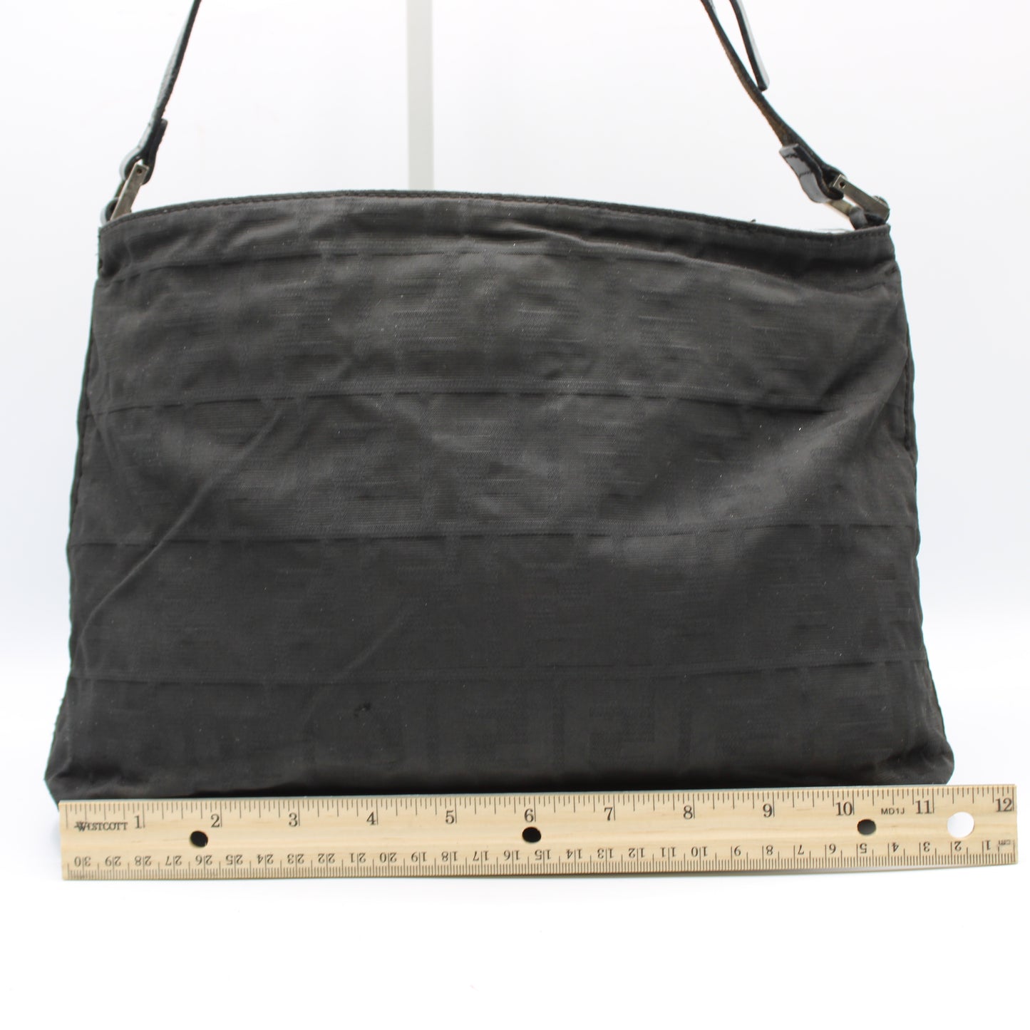 Fendi Black Zucca Canvas Leather Shoulder Bag