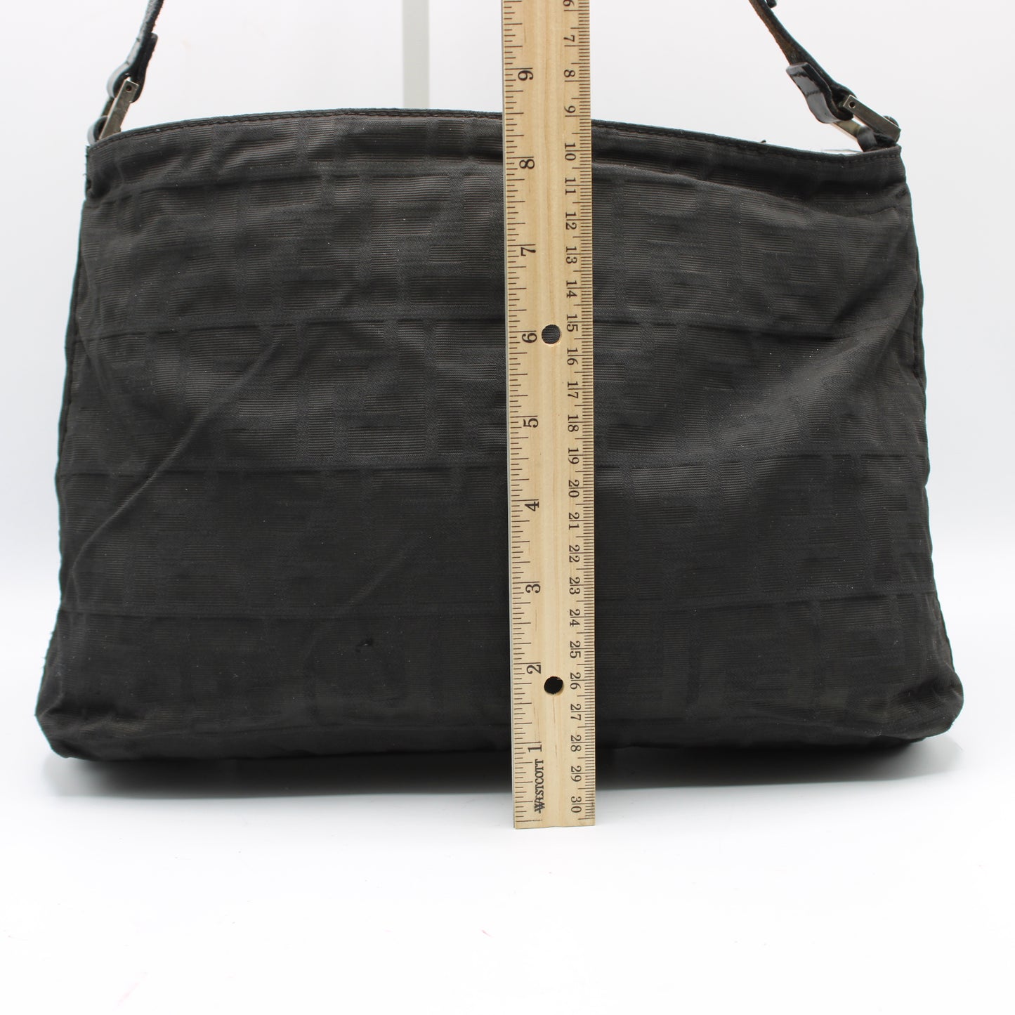 Fendi Black Zucca Canvas Leather Shoulder Bag
