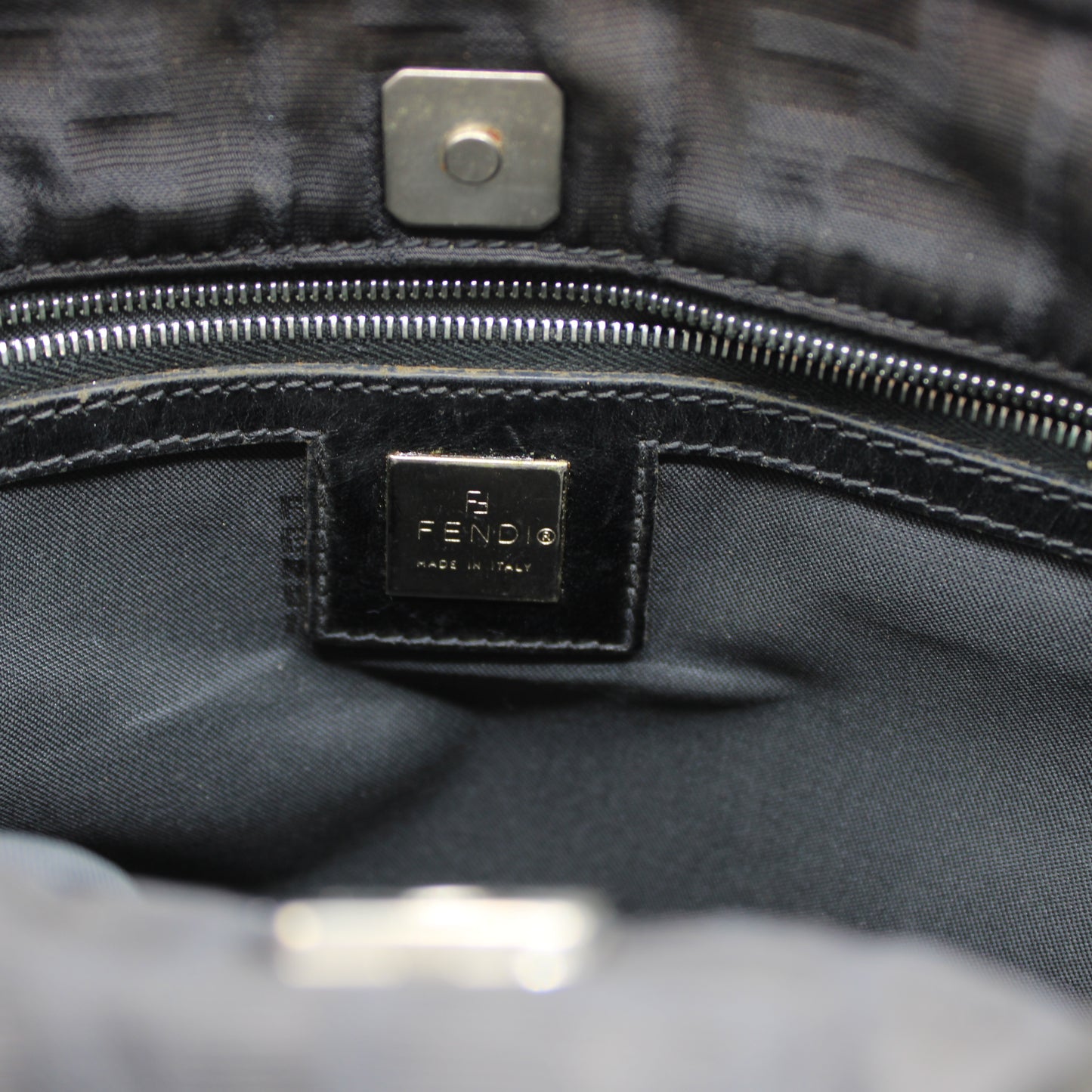 Fendi Black Zucca Canvas Leather Shoulder Bag