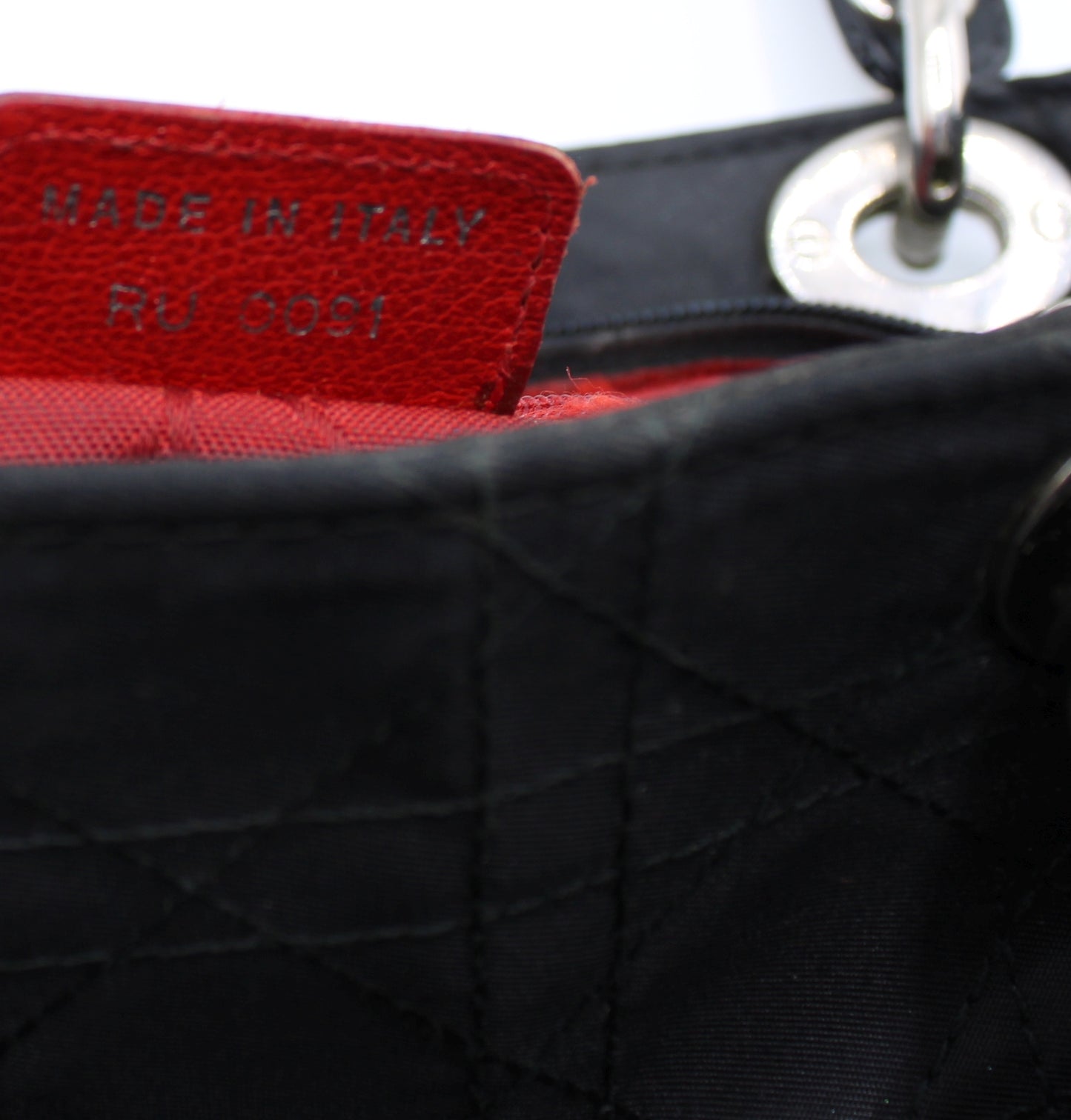 Christian Dior Black Canvas Cannage Lady Dior Handbag