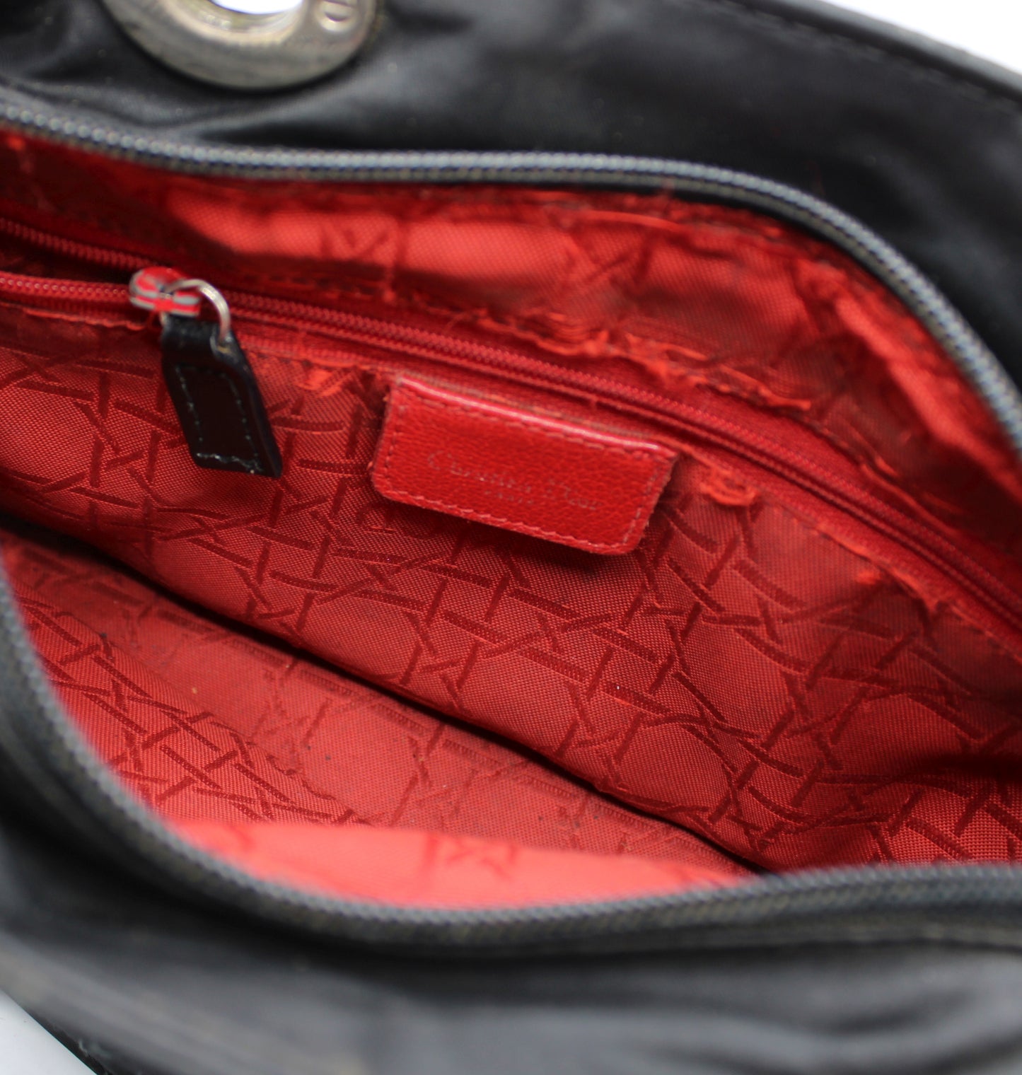 Christian Dior Black Canvas Cannage Lady Dior Handbag