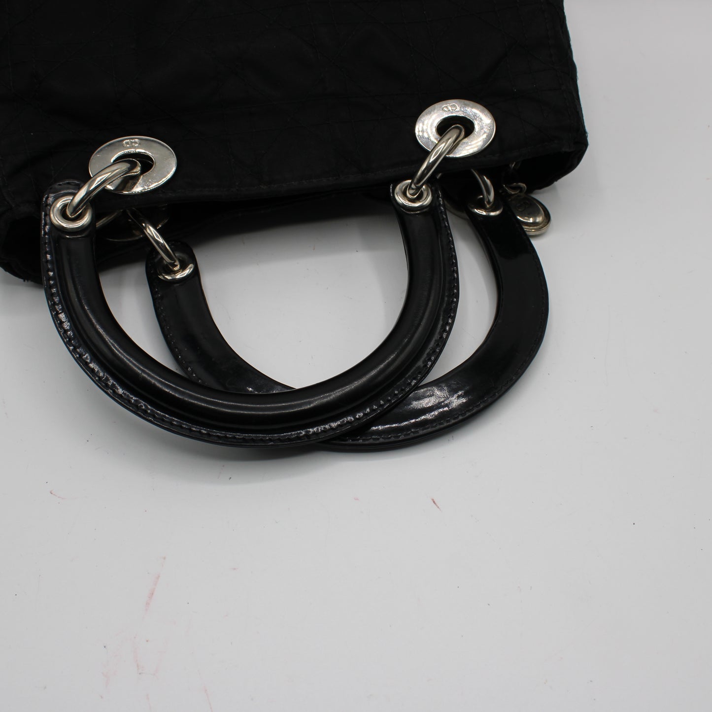 Christian Dior Black Canvas Cannage Lady Dior Handbag