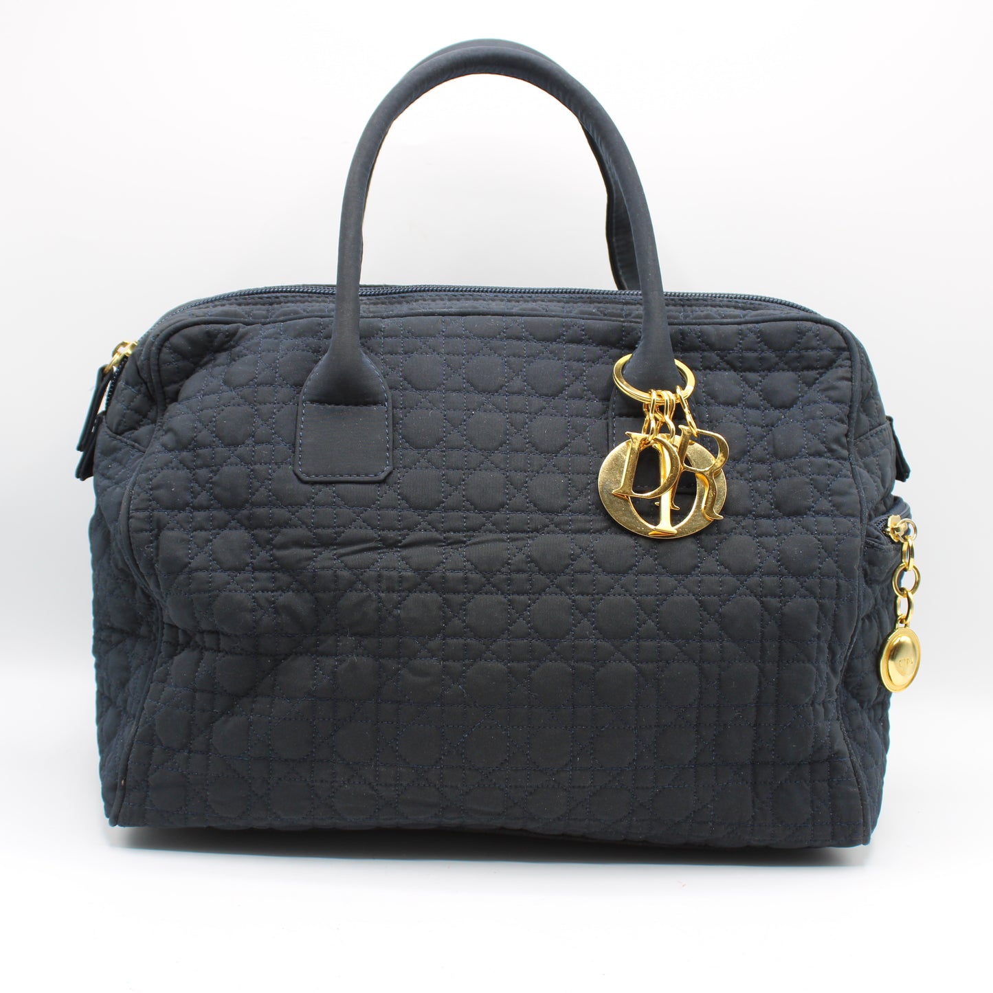Christian Dior Navy Cannage Cloth Boston Hand Bag