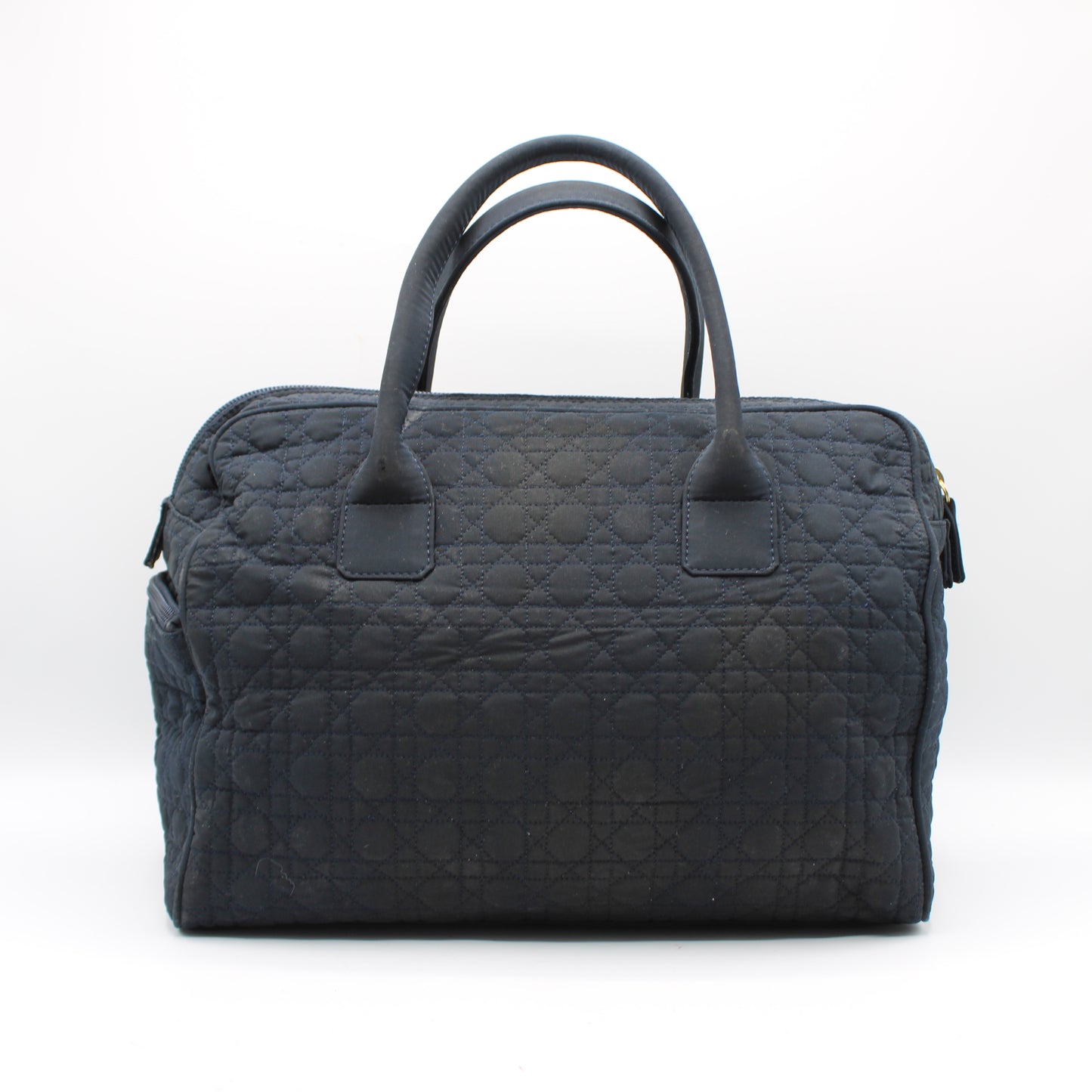 Christian Dior Navy Cannage Cloth Boston Hand Bag