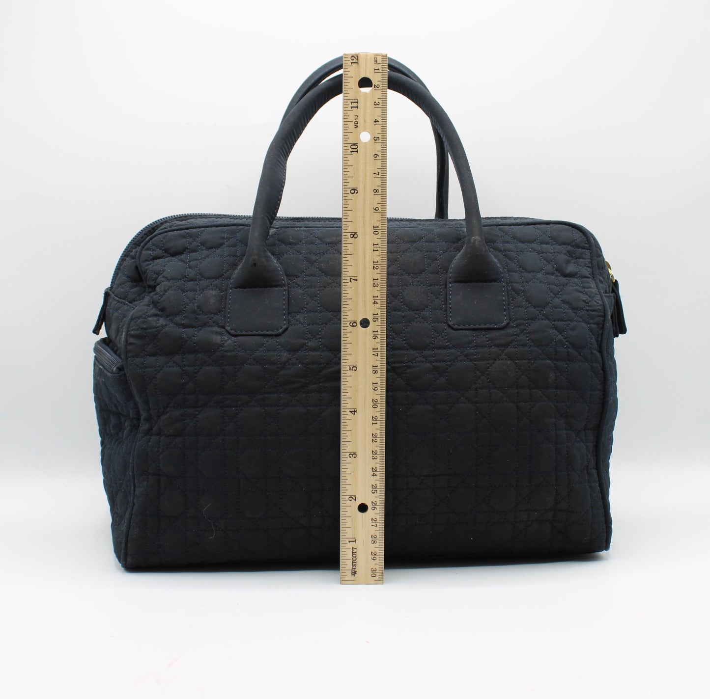 Christian Dior Navy Cannage Cloth Boston Hand Bag