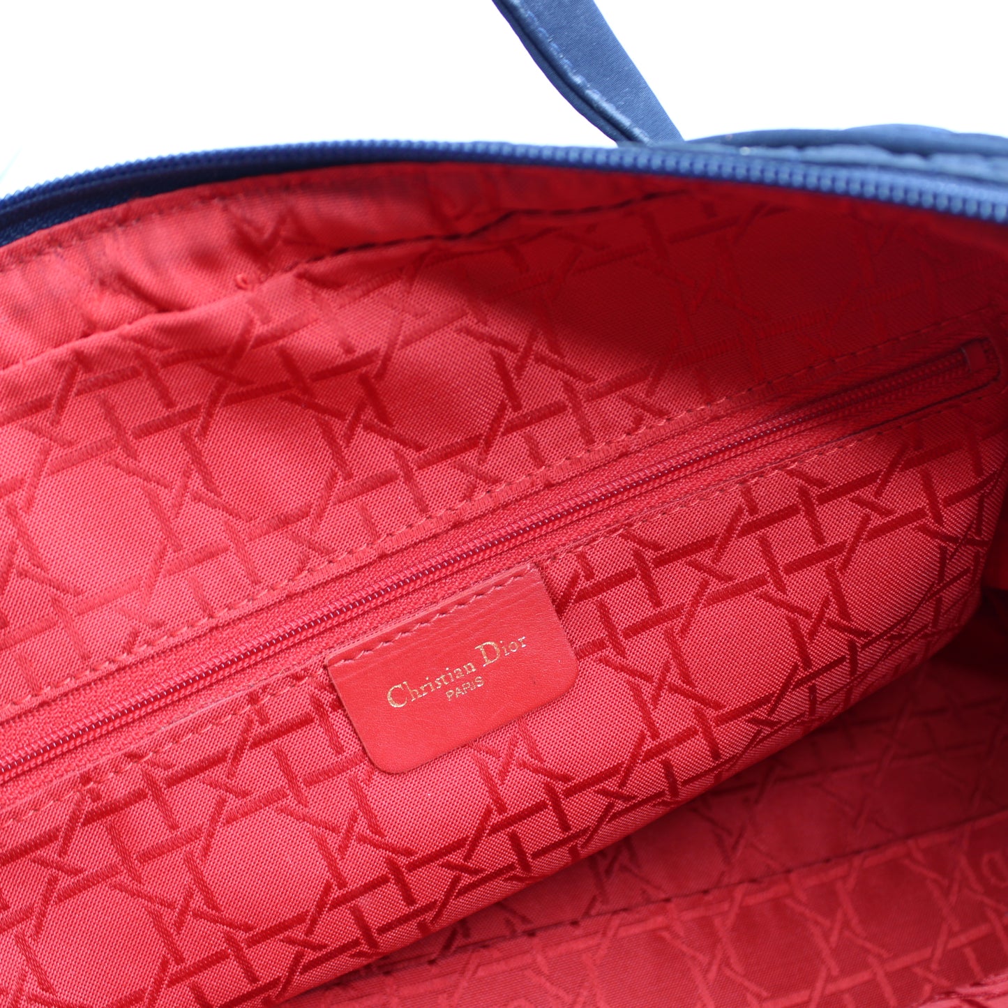 Christian Dior Navy Cannage Cloth Boston Hand Bag