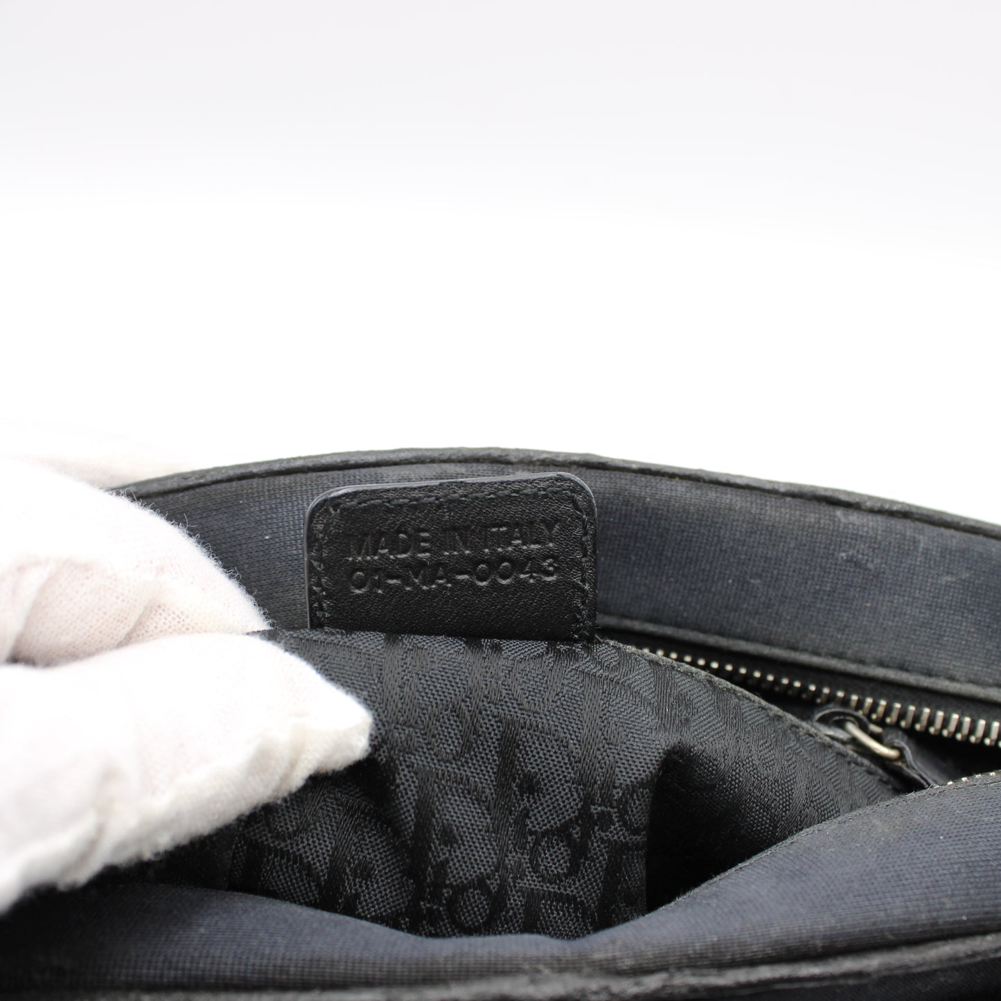 Christian Dior Navy Canvas Rhinestone Handle Handbag