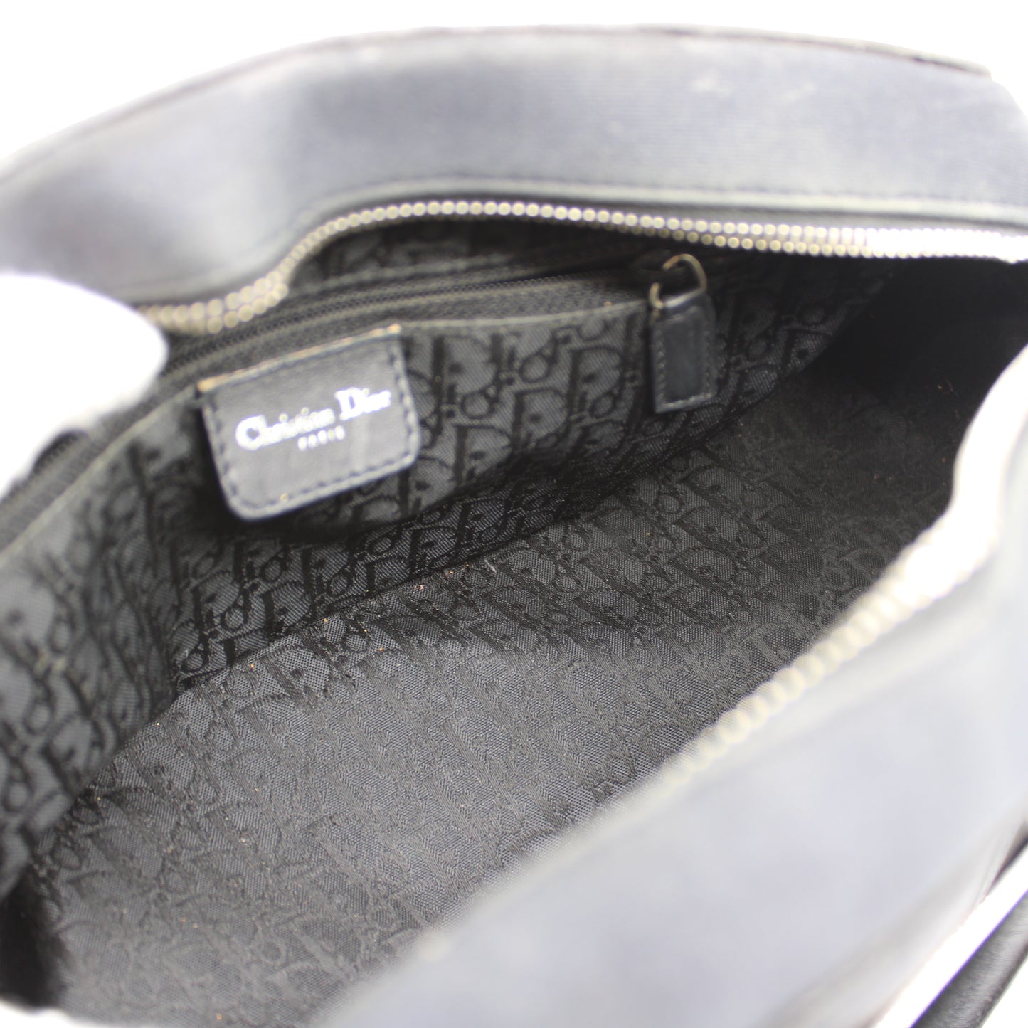 Christian Dior Navy Canvas Rhinestone Handle Handbag