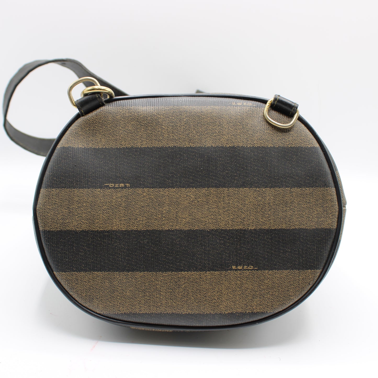 Fendi Pequin Brown Black Striped Canvas Leather Sling Backpack #2