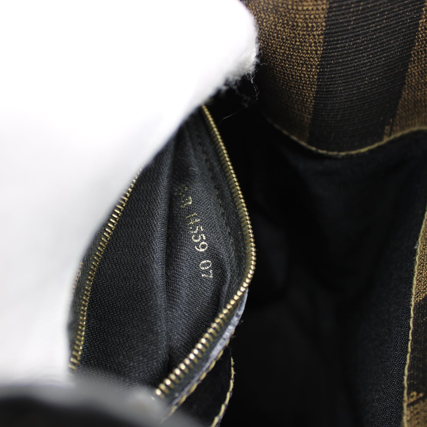 Fendi Pequin Brown Black Striped Canvas Leather Sling Backpack #2