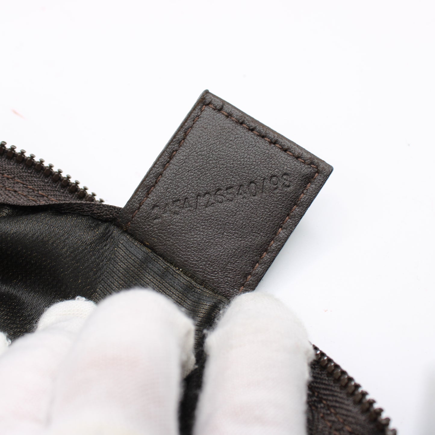 Fendi Brown Canvas Pequin Stripe Leather Handle Pouch