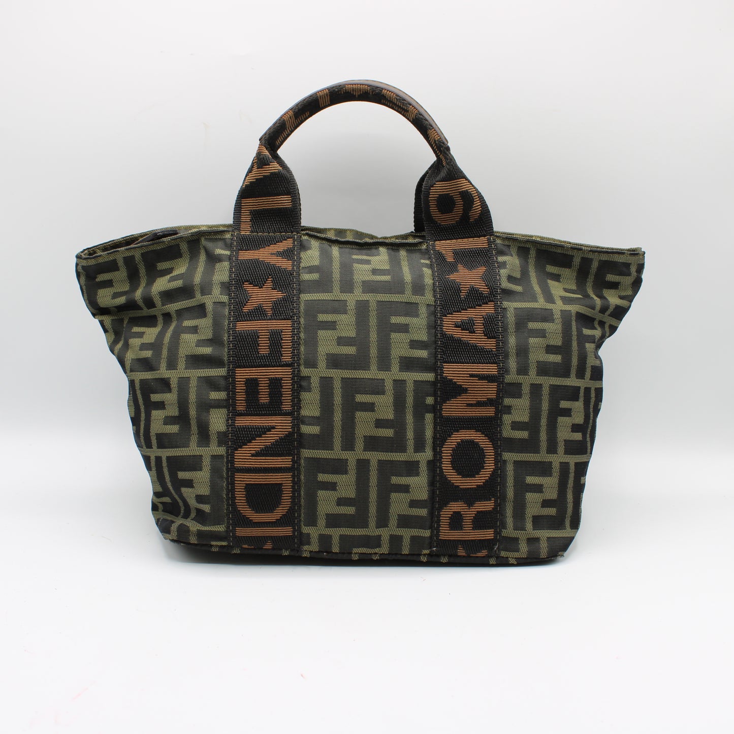Fendi Olive Brown Zucca Canvas Star Roma Tote