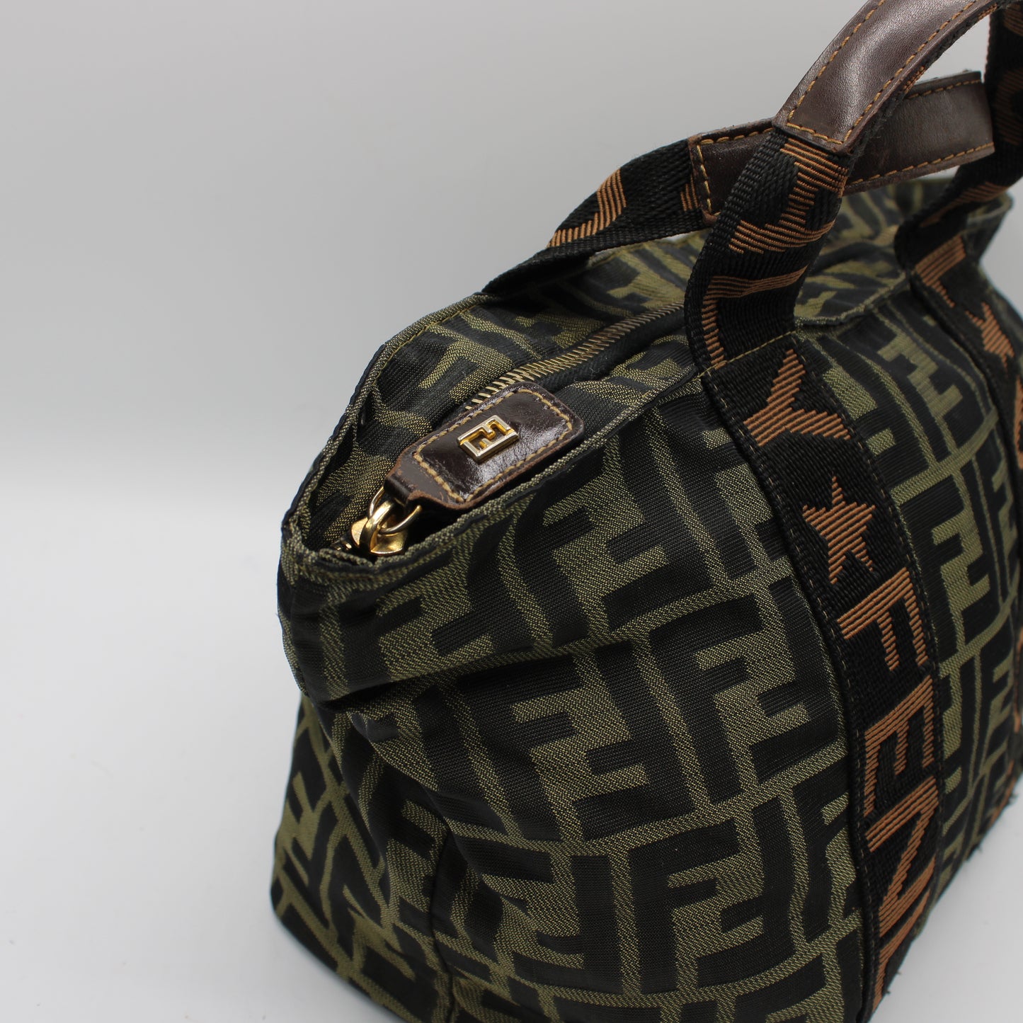 Fendi Olive Brown Zucca Canvas Star Roma Tote