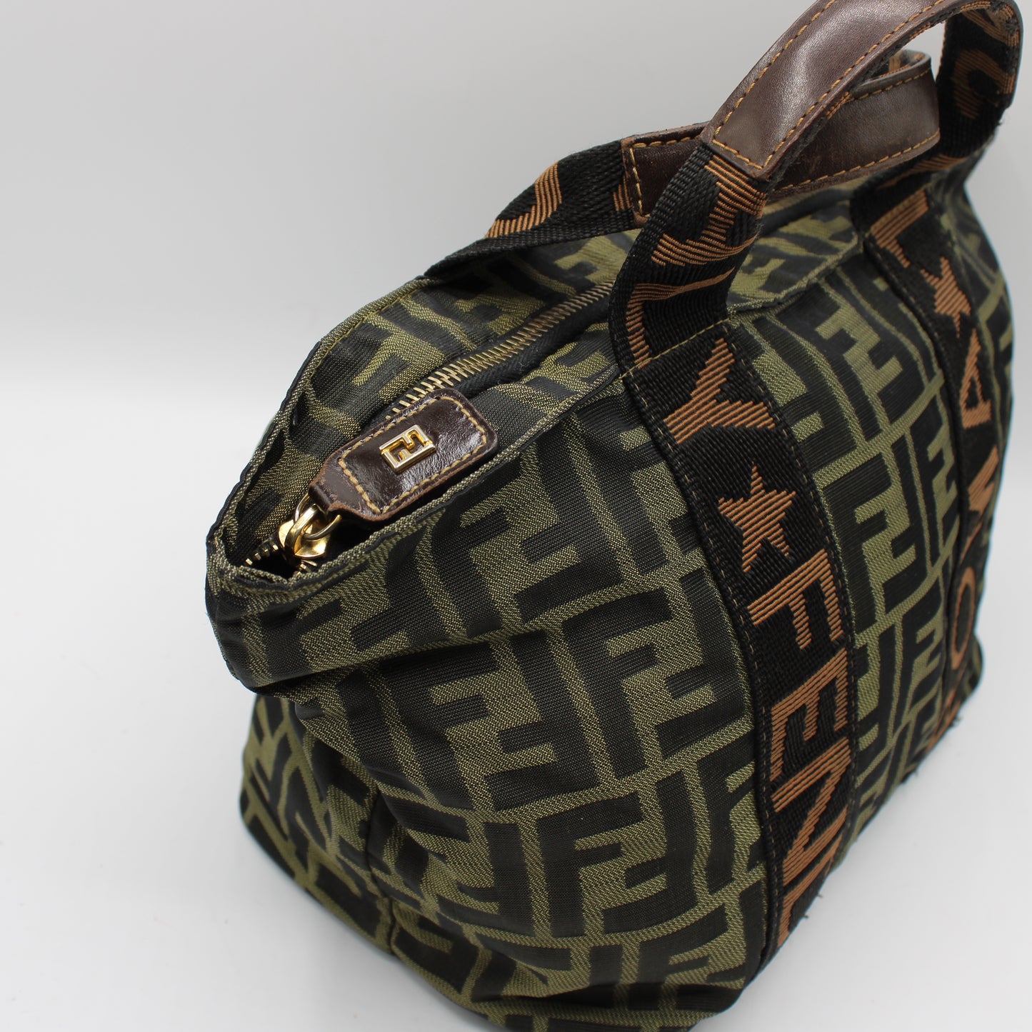 Fendi Olive Brown Zucca Canvas Star Roma Tote