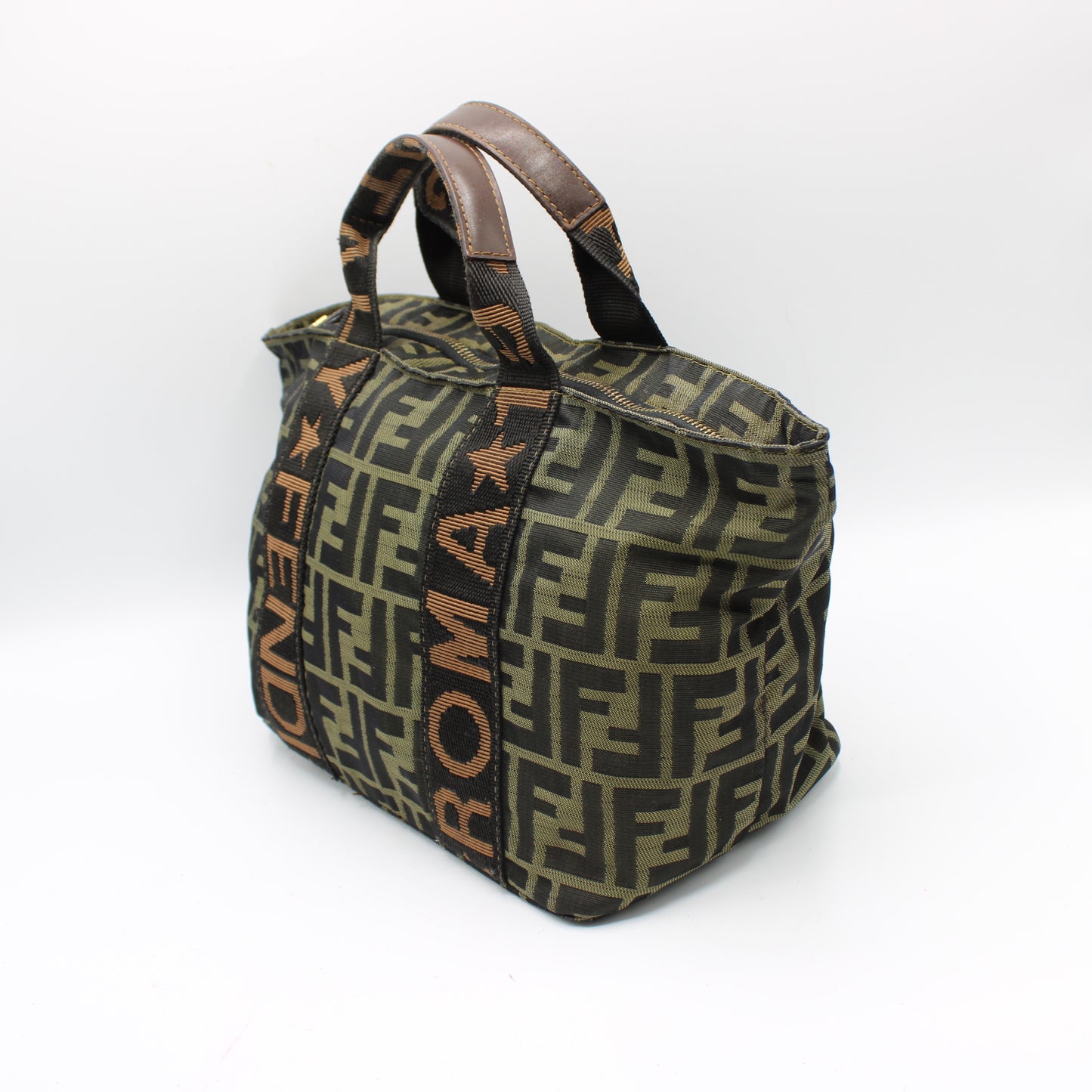 Fendi Olive Brown Zucca Canvas Star Roma Tote