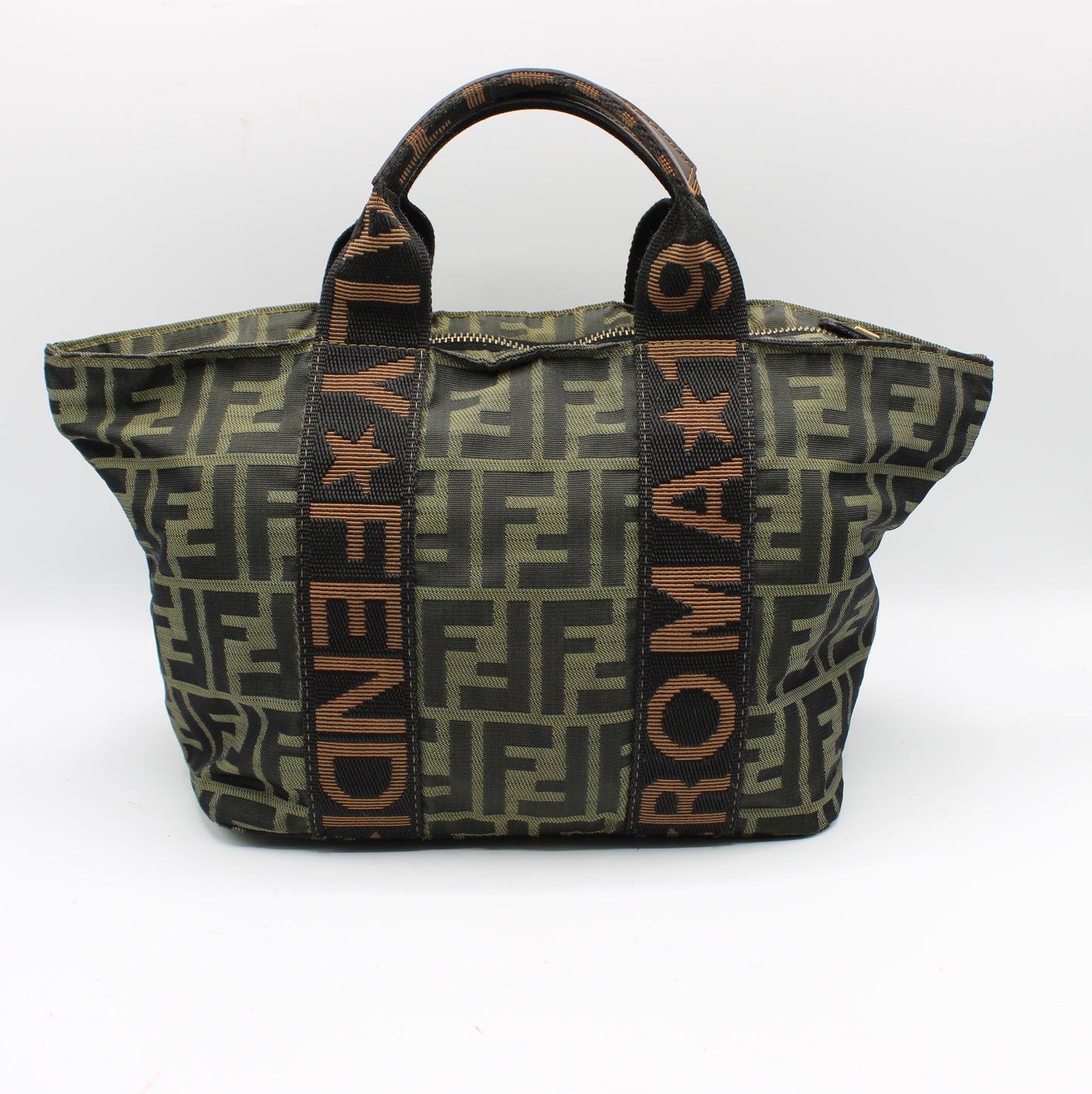 Fendi Olive Brown Zucca Canvas Star Roma Tote