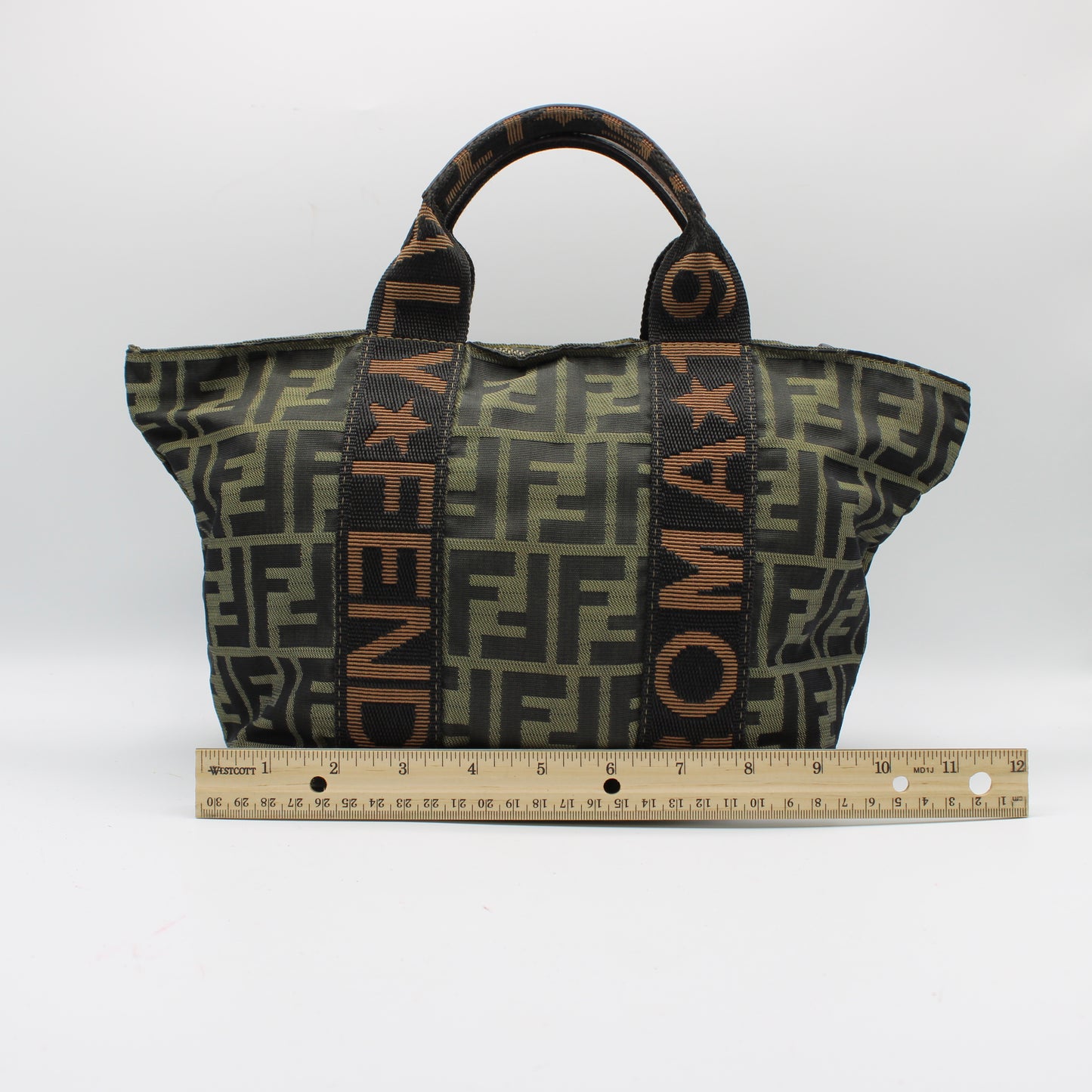 Fendi Olive Brown Zucca Canvas Star Roma Tote
