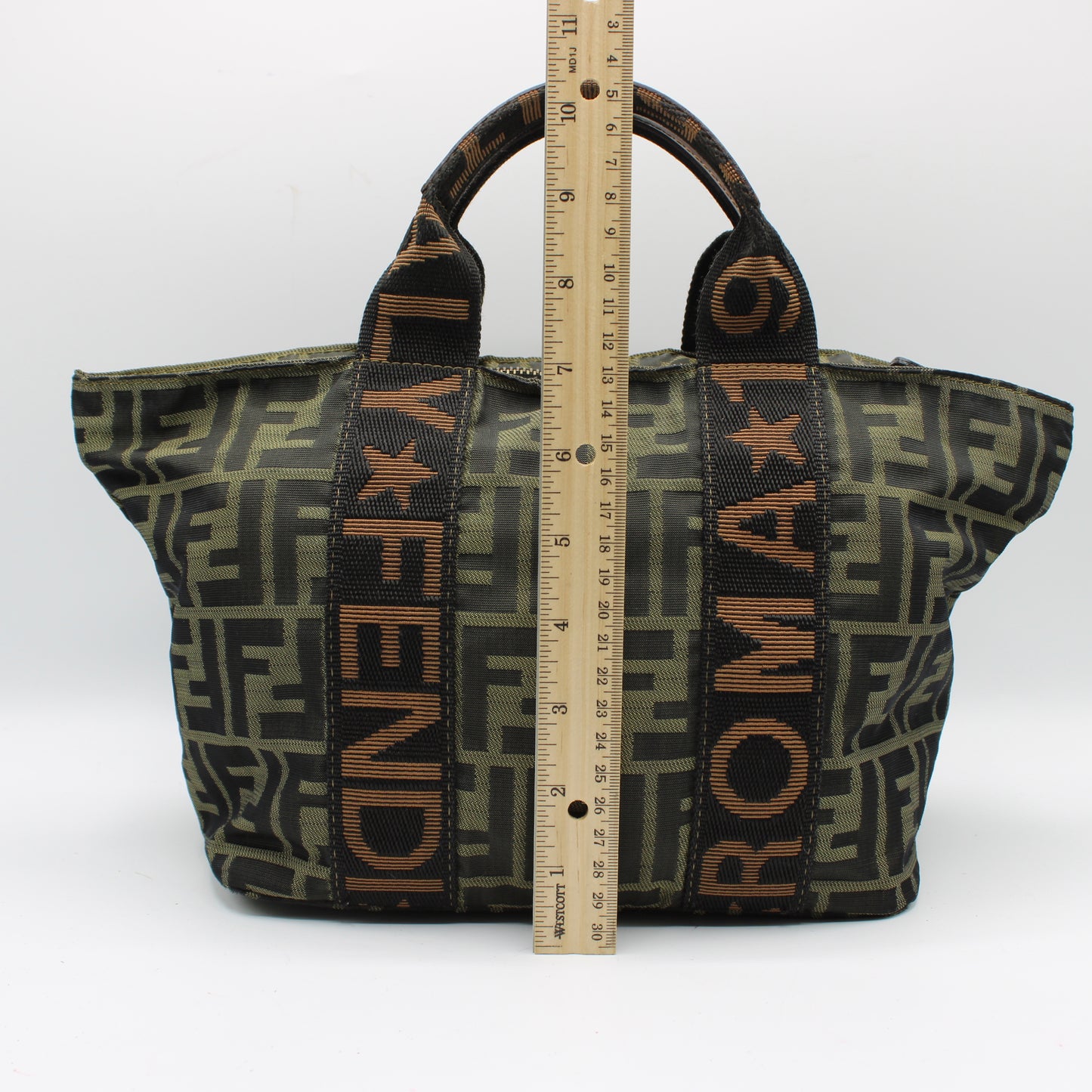 Fendi Olive Brown Zucca Canvas Star Roma Tote