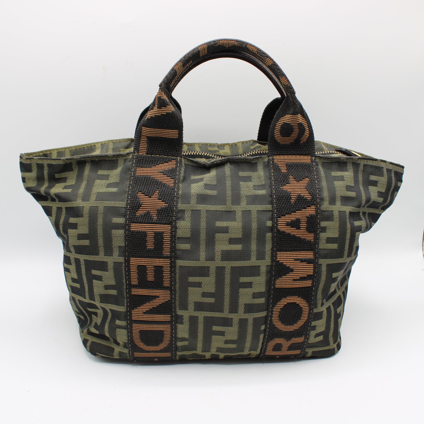 Fendi Olive Brown Zucca Canvas Star Roma Tote