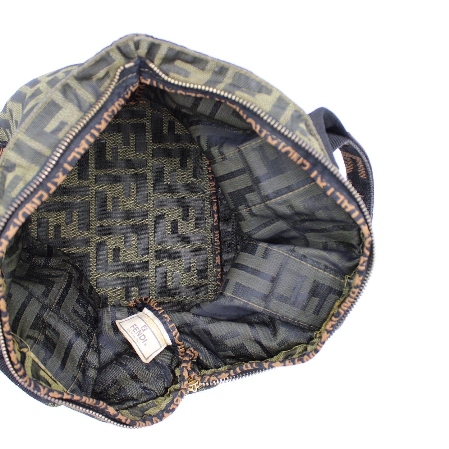 Fendi Olive Brown Zucca Canvas Star Roma Tote
