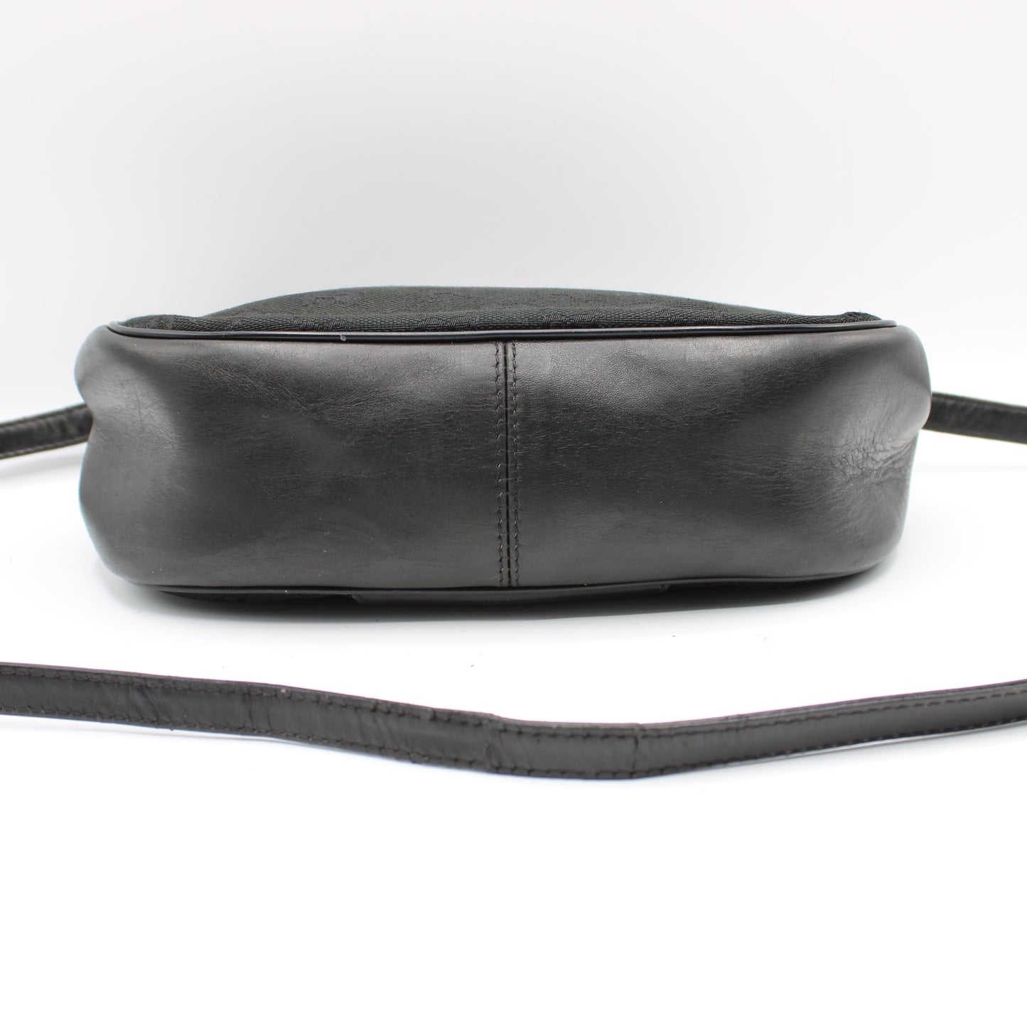 Gucci Black GG Canvas Leather Trim Crossbody Bag