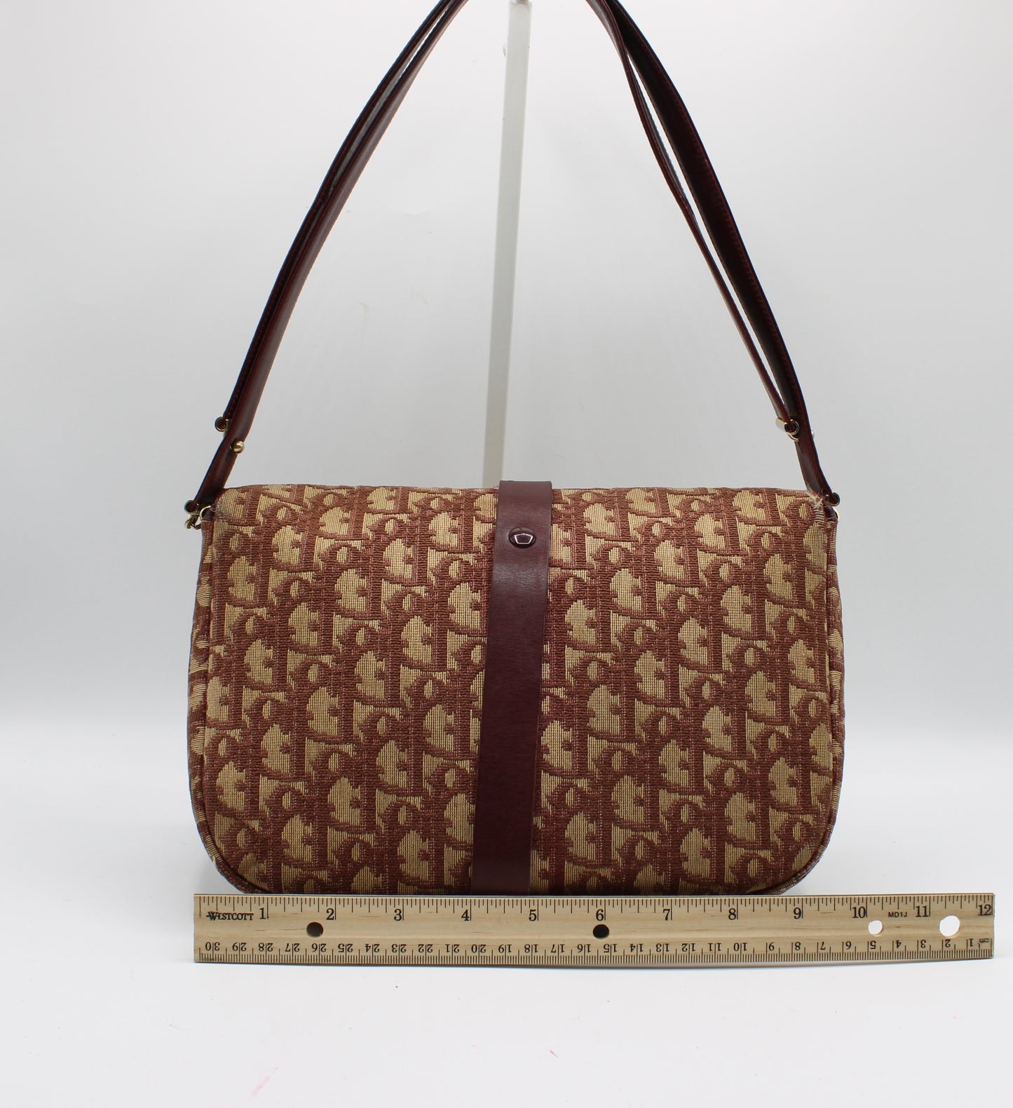 Christian Dior Burgundy Trotter Canvas Leather Shoulder Bag