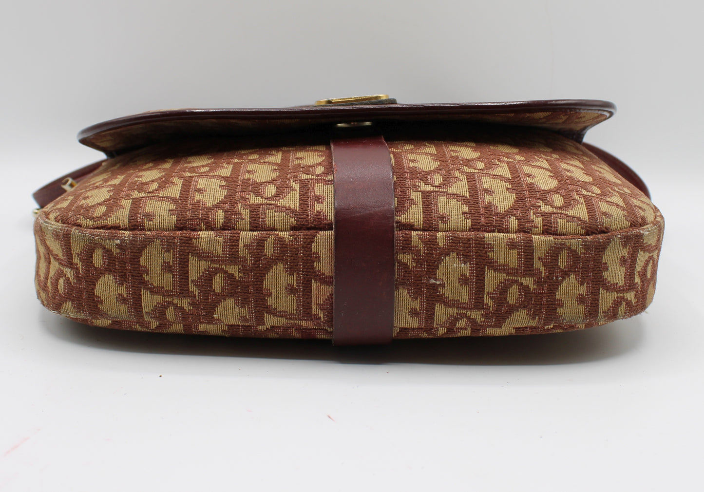 Christian Dior Burgundy Trotter Canvas Leather Shoulder Bag