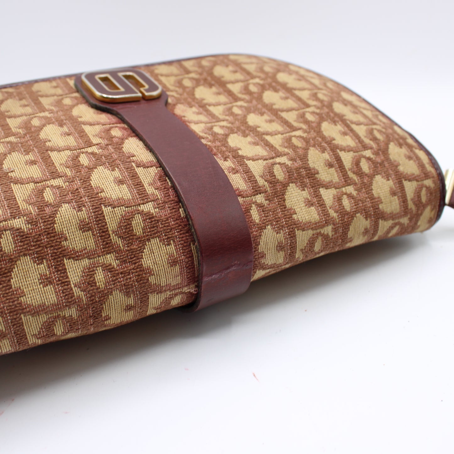 Christian Dior Burgundy Trotter Canvas Leather Shoulder Bag