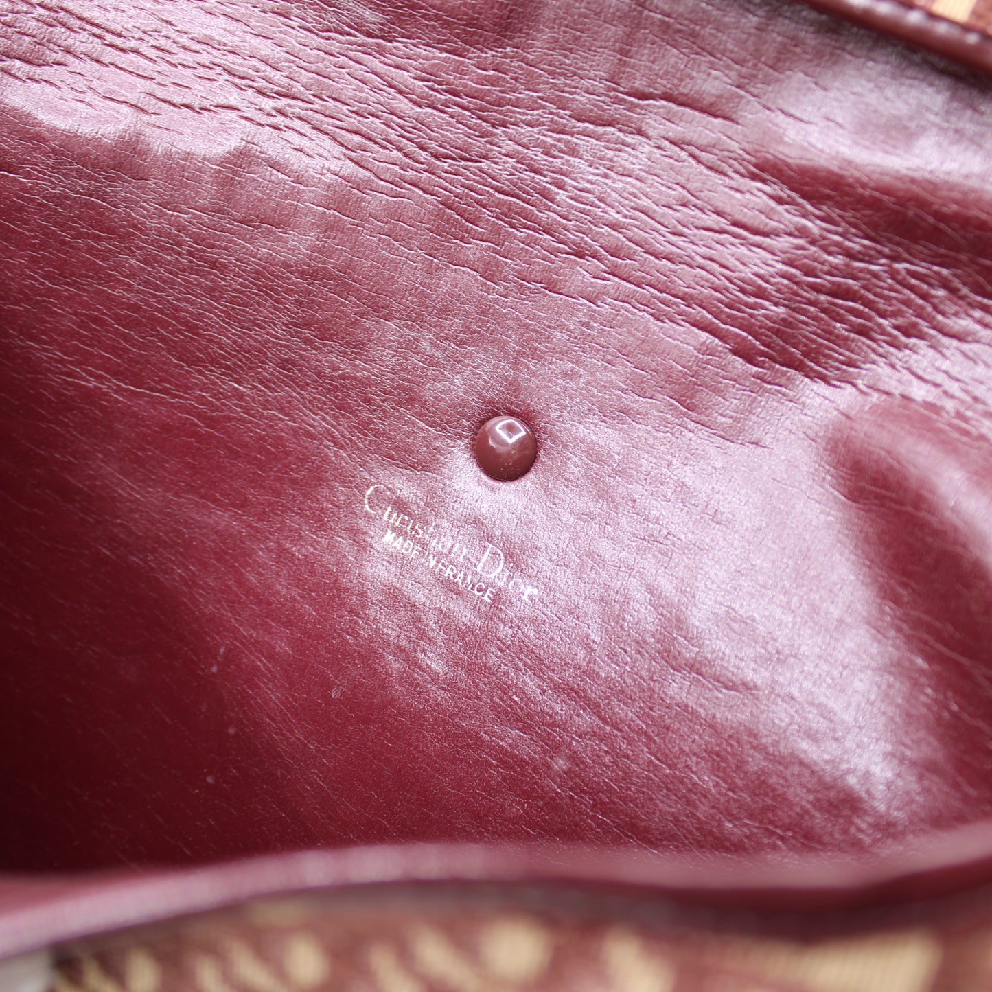 Christian Dior Burgundy Trotter Canvas Leather Shoulder Bag