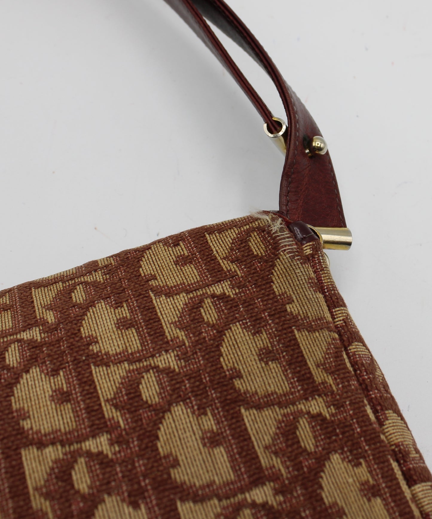 Christian Dior Burgundy Trotter Canvas Leather Shoulder Bag