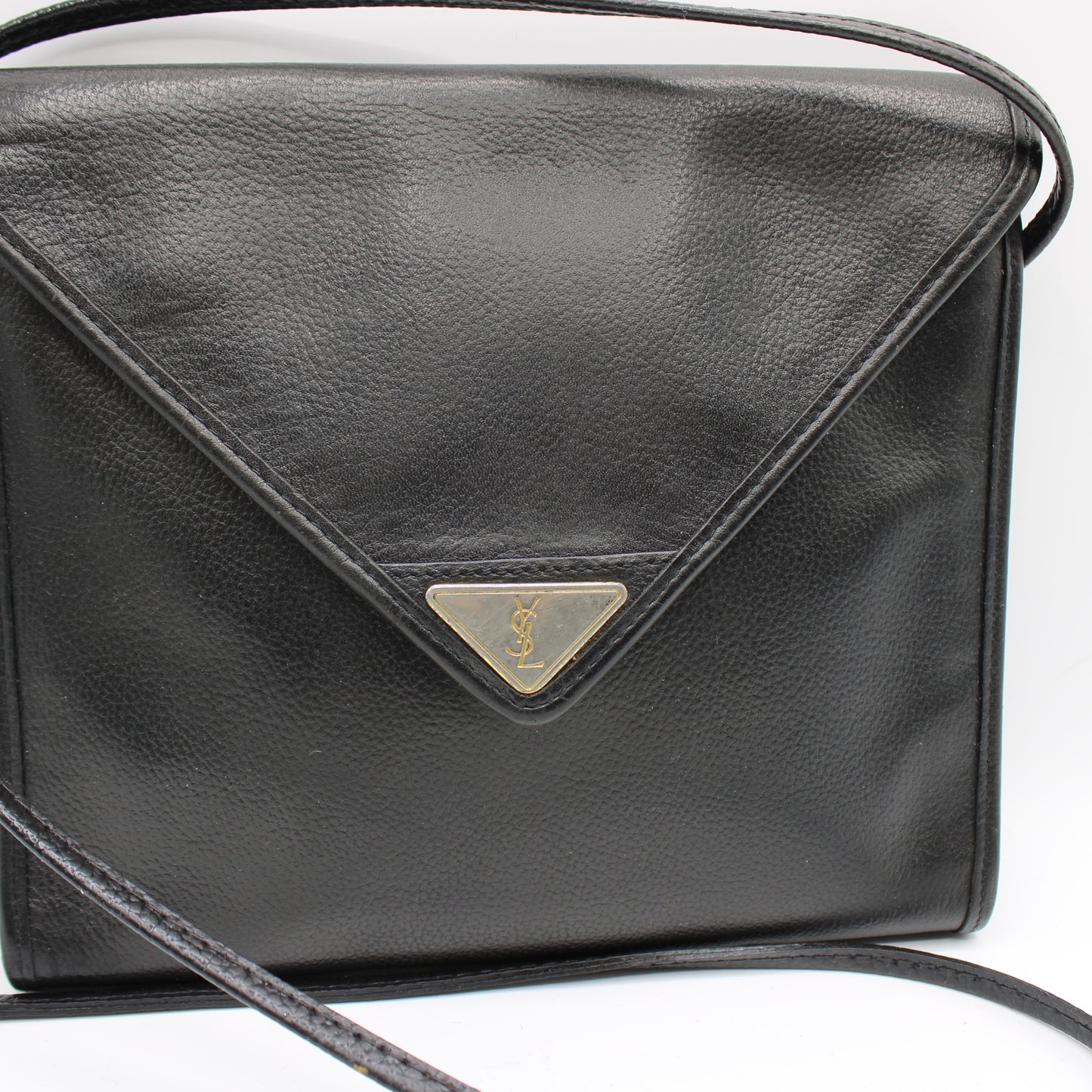 Yves Saint Laurent Black Leather Flap Crossbody Bag