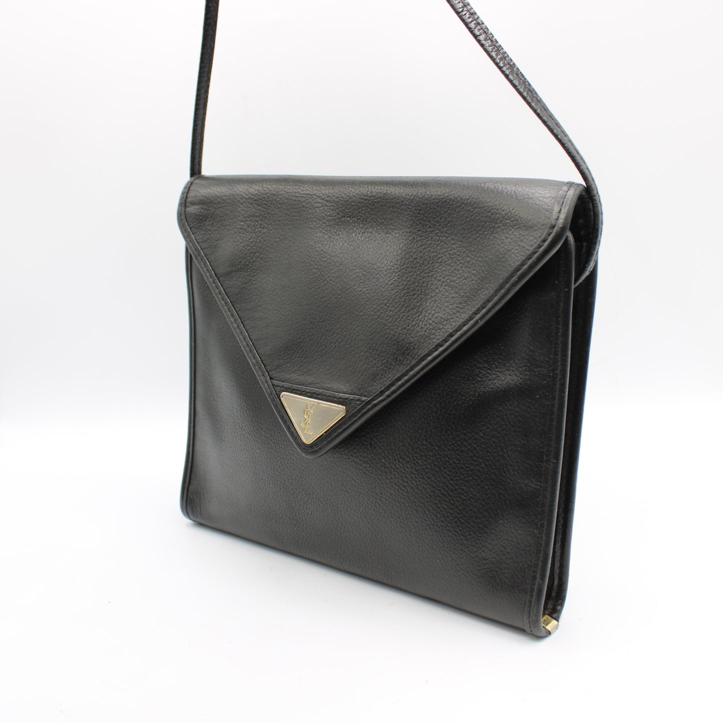 Yves Saint Laurent Black Leather Flap Crossbody Bag