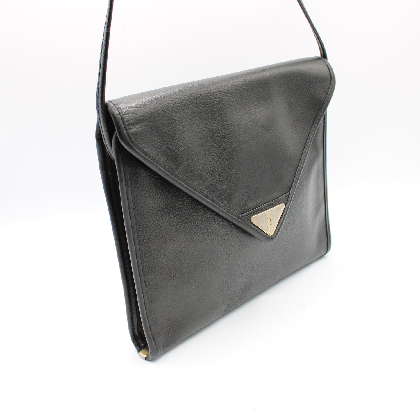 Yves Saint Laurent Black Leather Flap Crossbody Bag