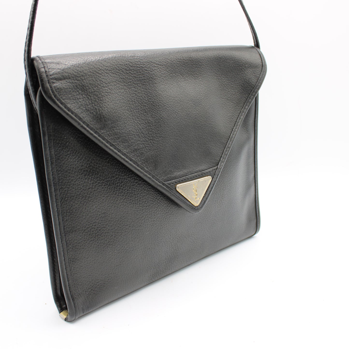 Yves Saint Laurent Black Leather Flap Crossbody Bag