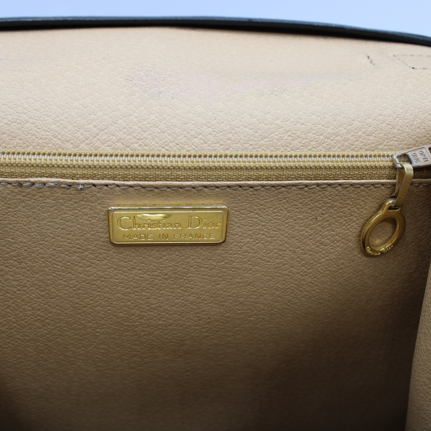 Christian Dior Black Leather Embossed Logo Top Handle Bag