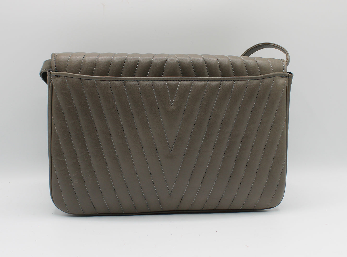 Valentino Garavani Grey Leather Chevron Flap Crossbody